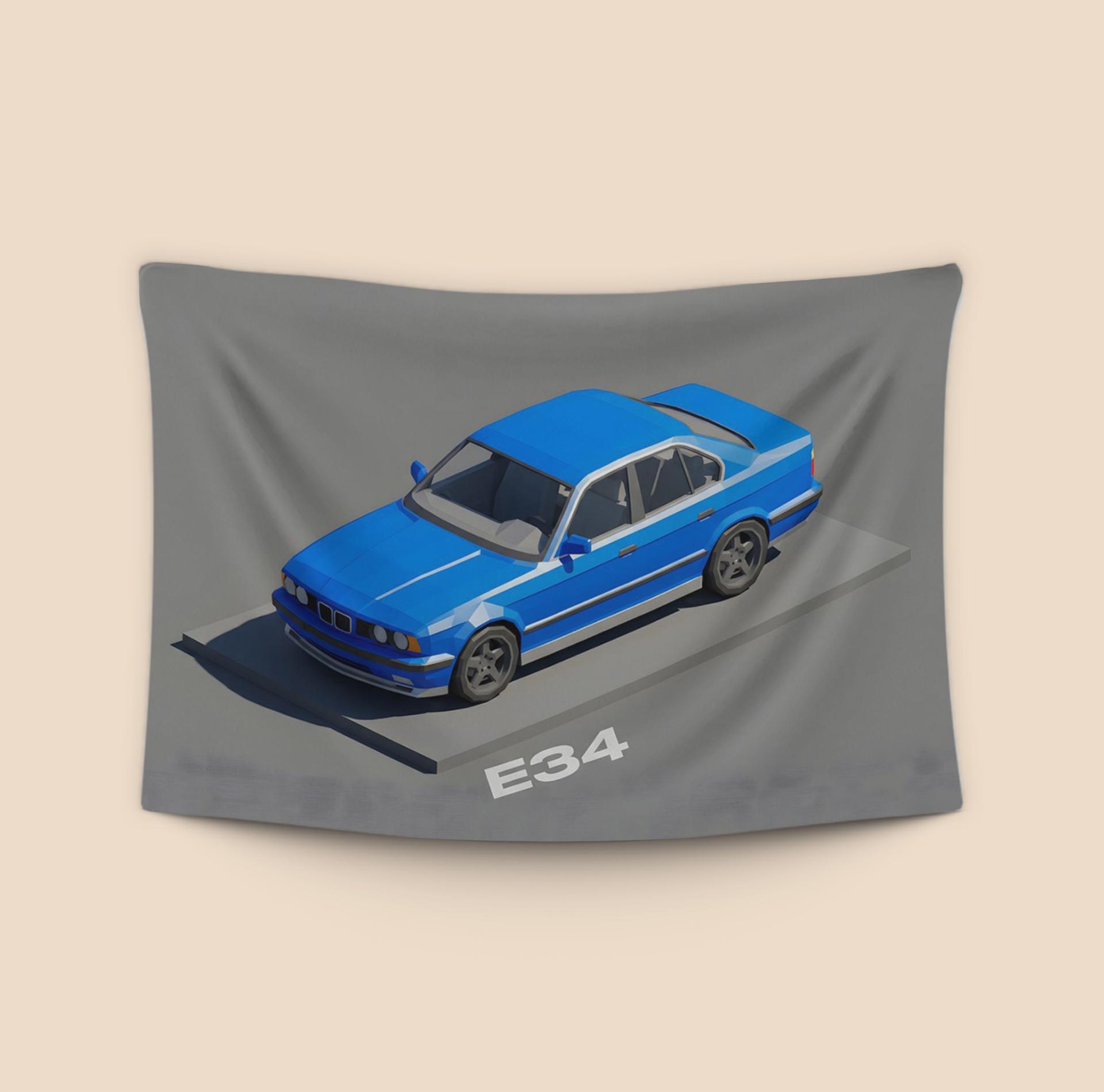 Blue E34: Low Poly Isometric Render
