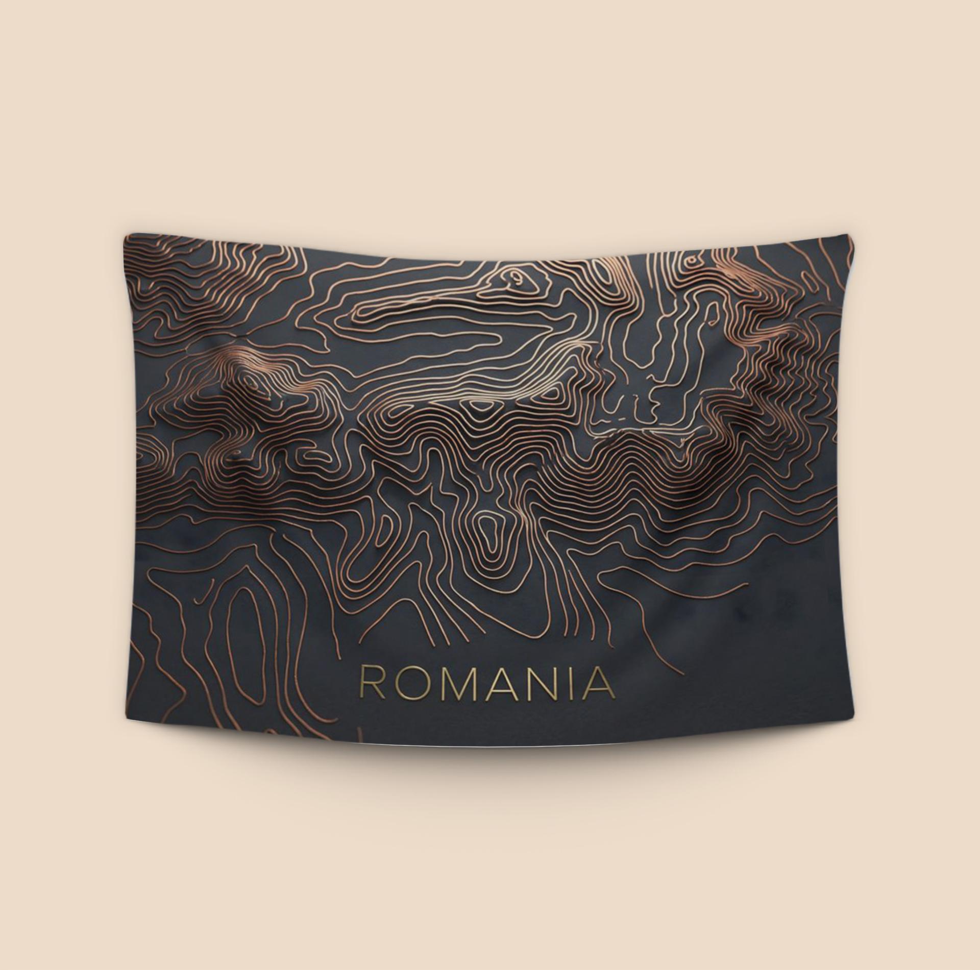 Copper Topography: Romania Relief Map