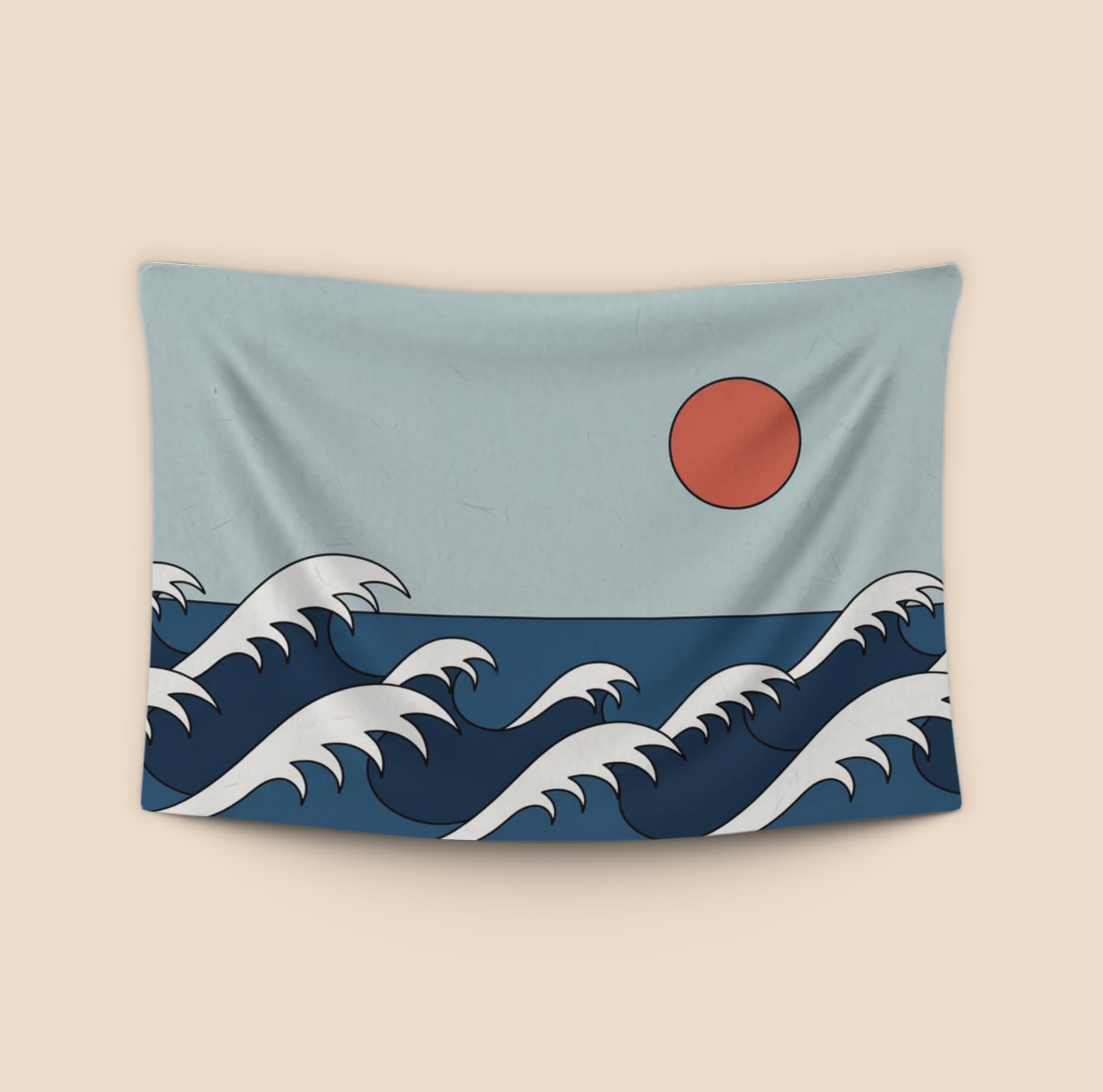 Red Sun and Rolling Waves