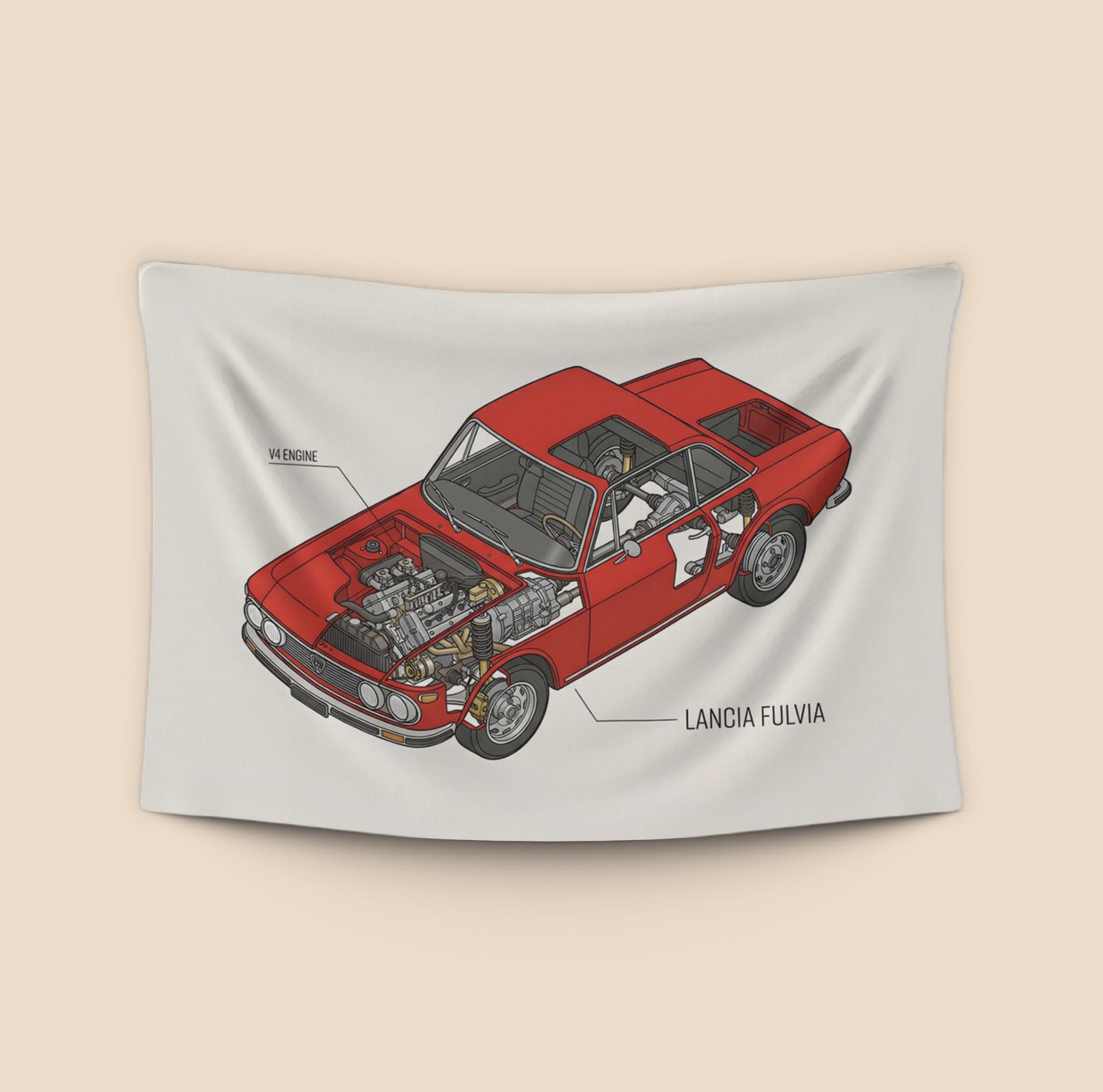 Lancia Fulvia Technical Cutaway Illustration