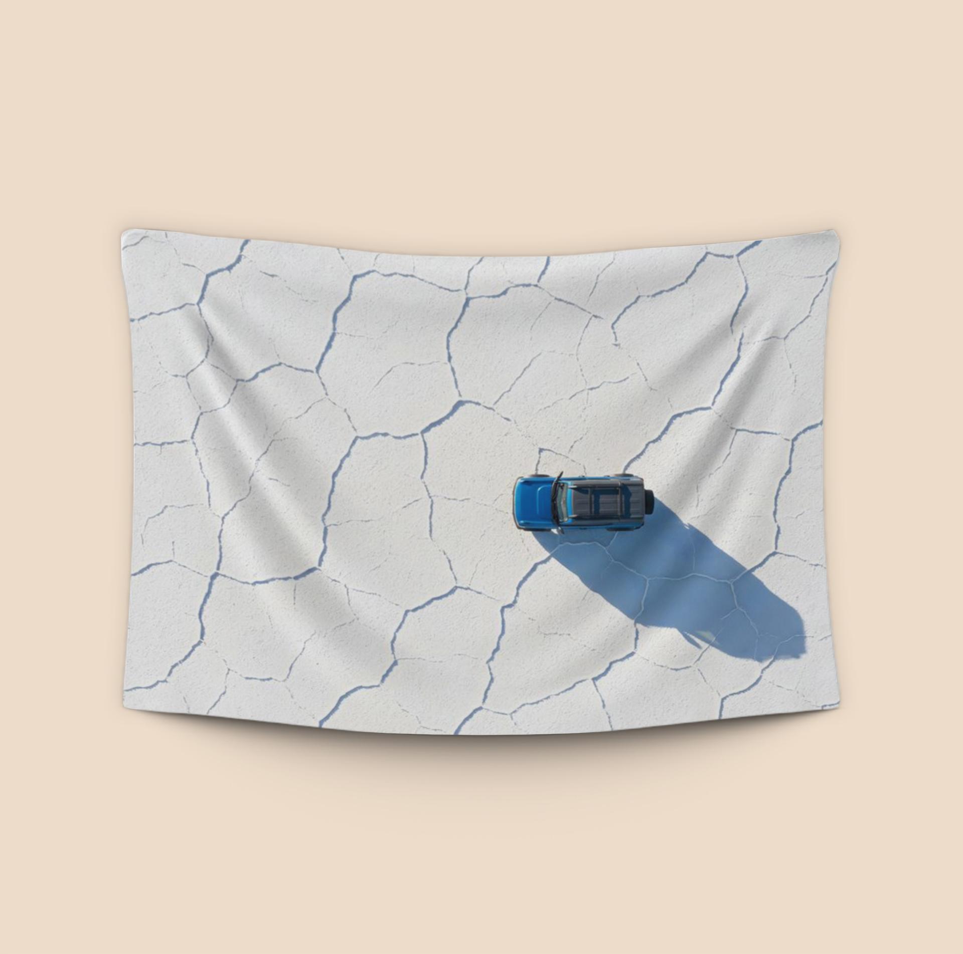 Blue Bronco: Salt Flat Aerial Perspective