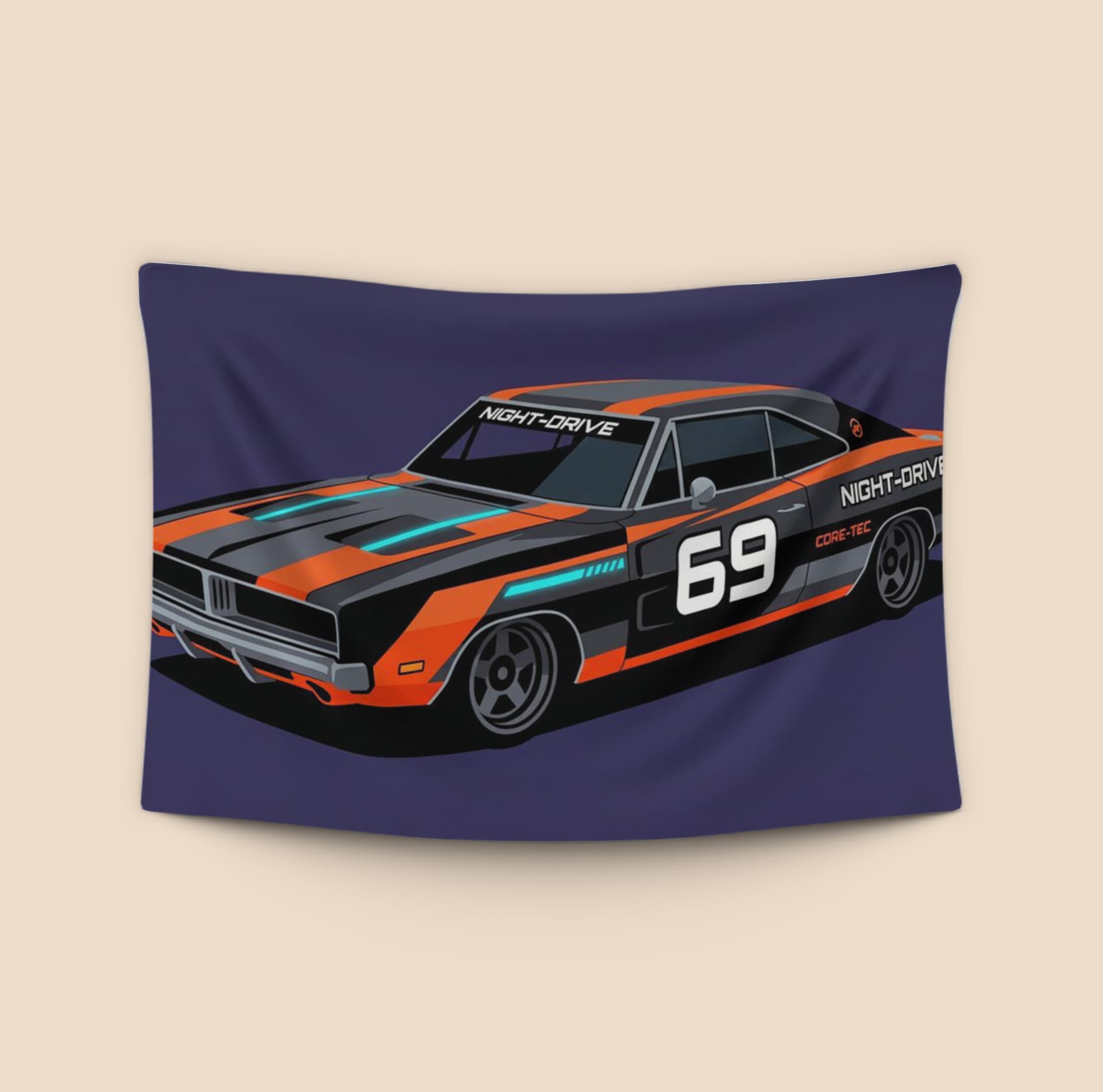 Night-Drive Dodge Charger Synthwave Illustration