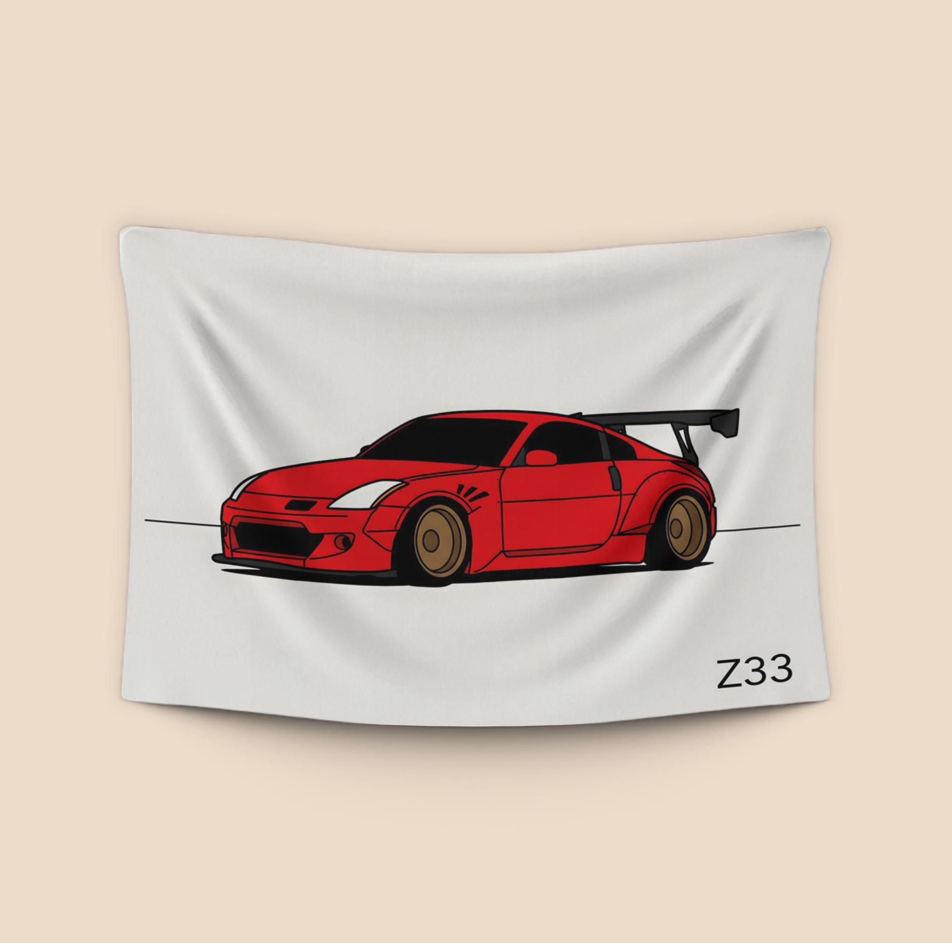 Red Z33: Minimalist Widebody Illustration
