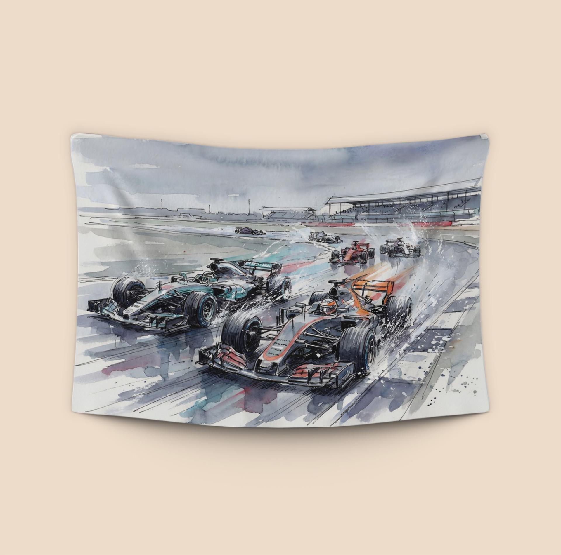 Silverstone Spray: Grand Prix Battle in the Rain