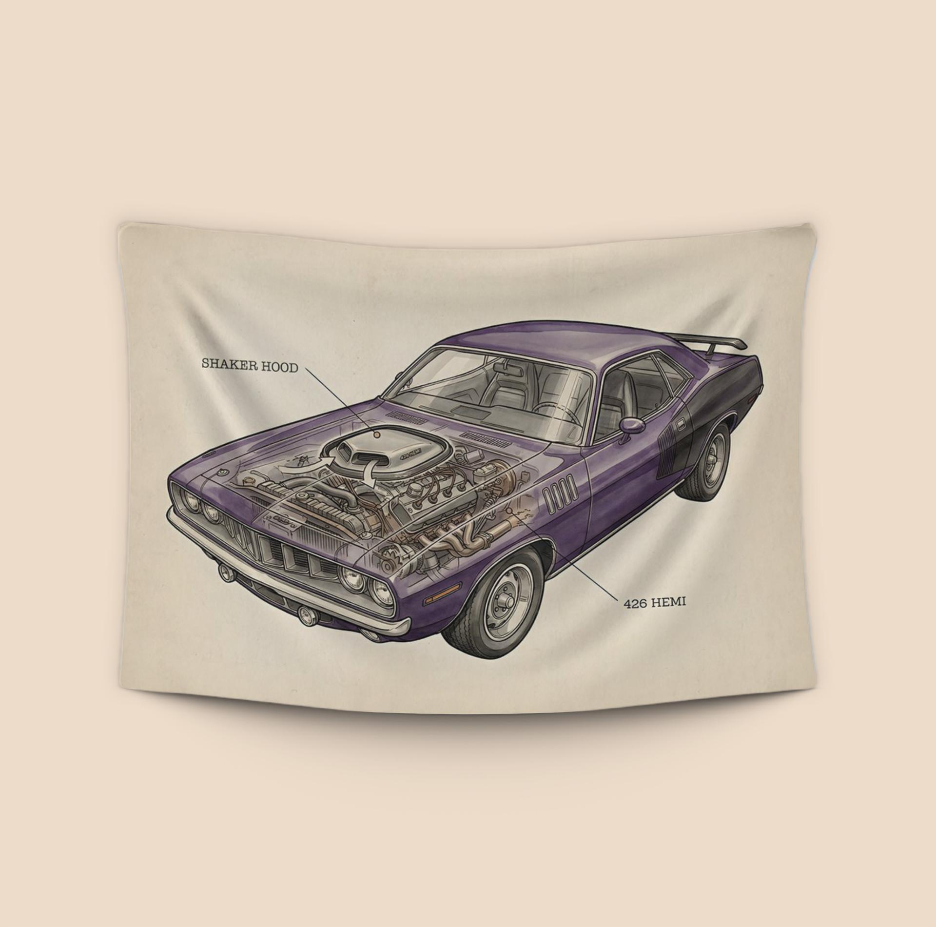 Hemi 'Cuda Anatomy: Technical Cutaway Illustration