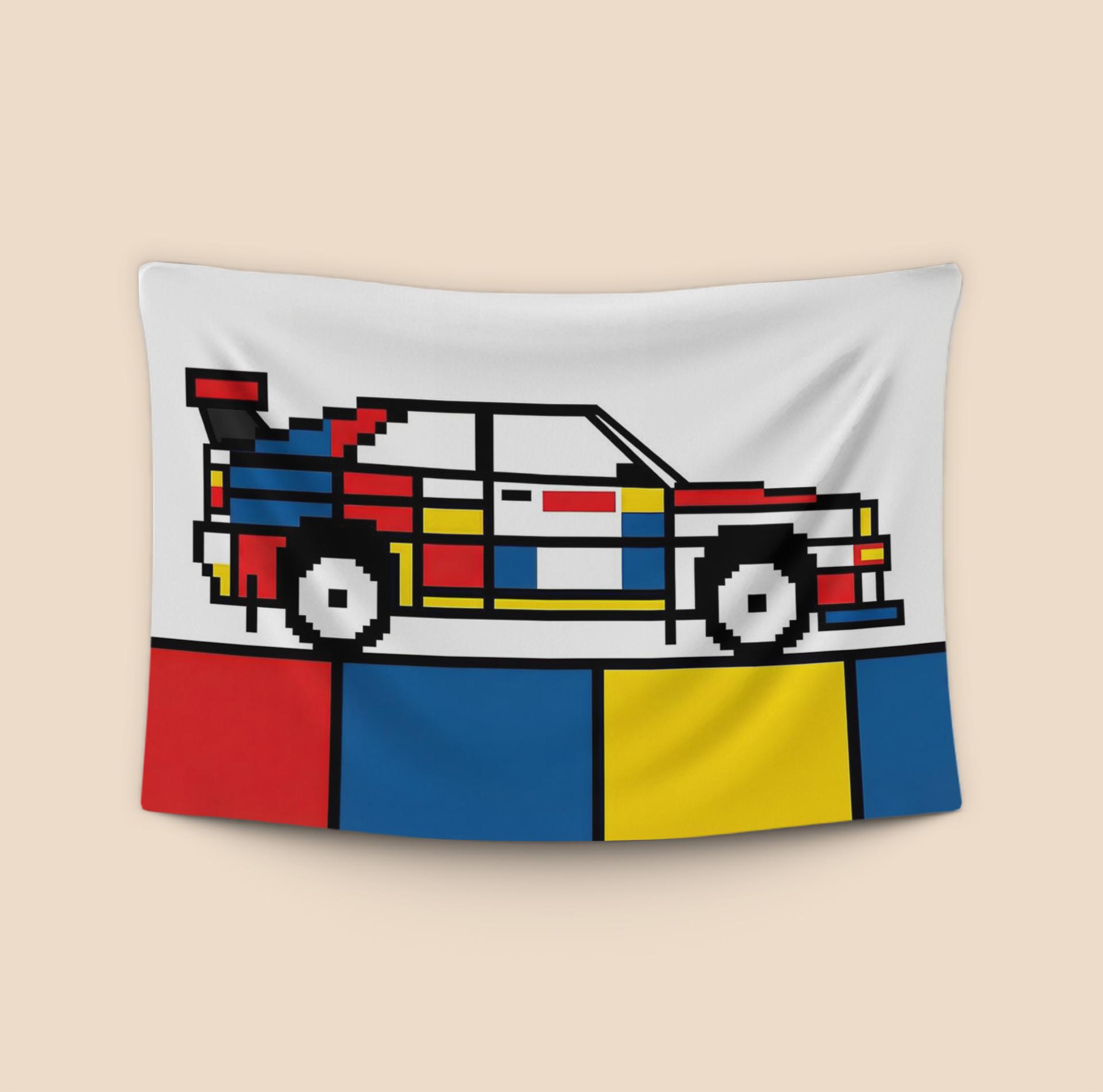 Audi Quattro S1: 8-Bit De Stijl Composition