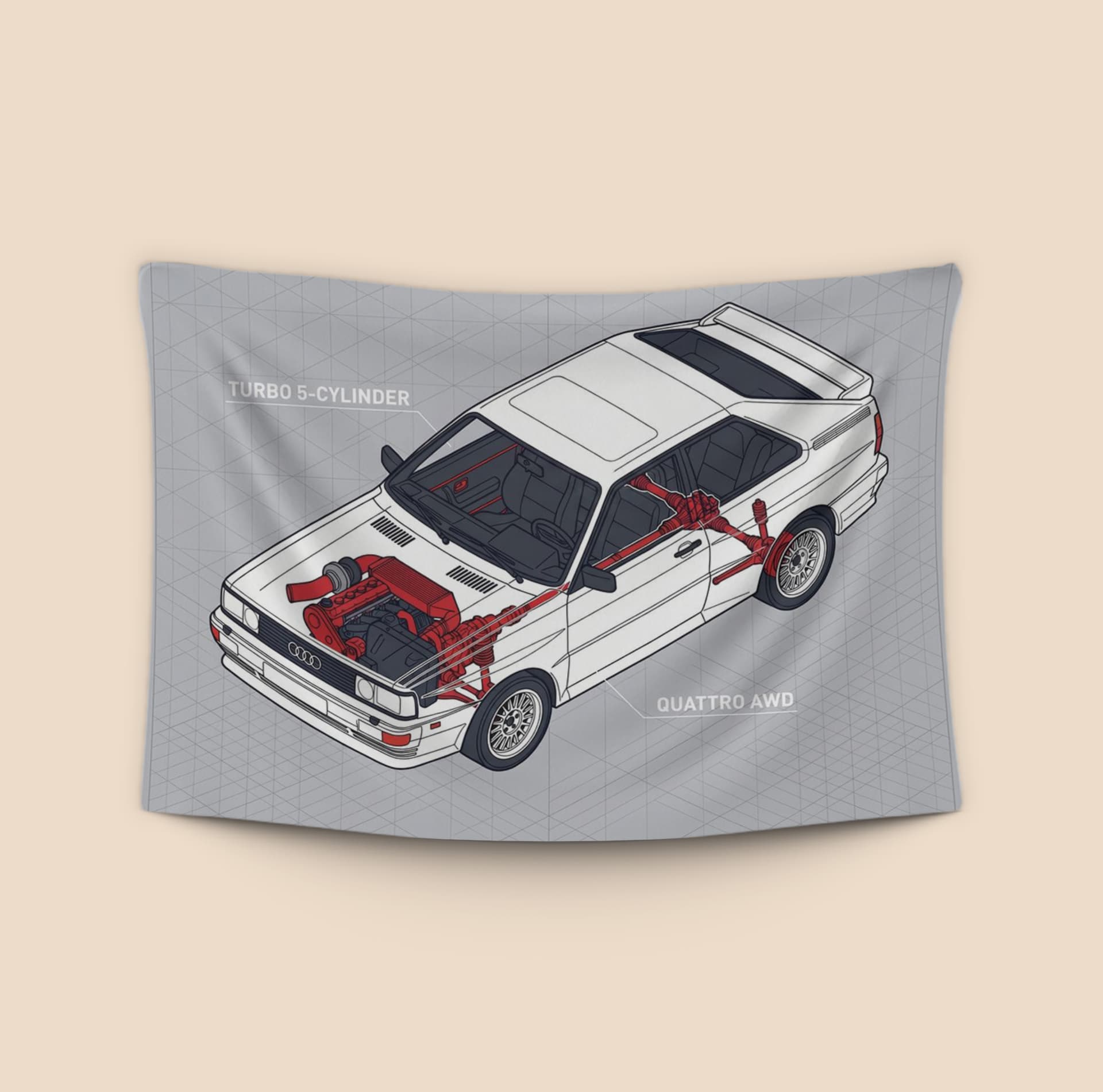 Audi Quattro Technical Cutaway Illustration