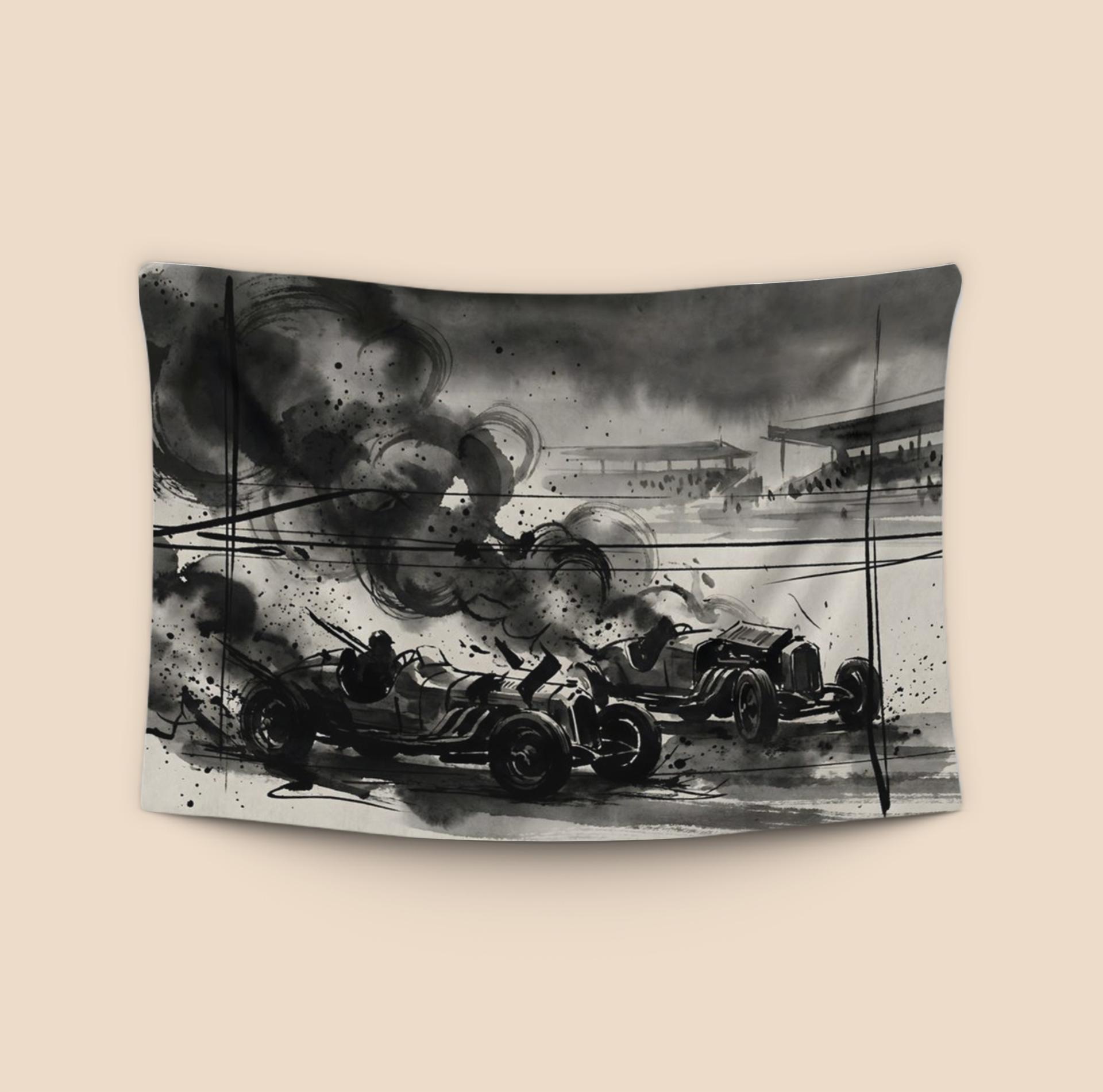 1955 Le Mans Ink Wash Disaster Illustration