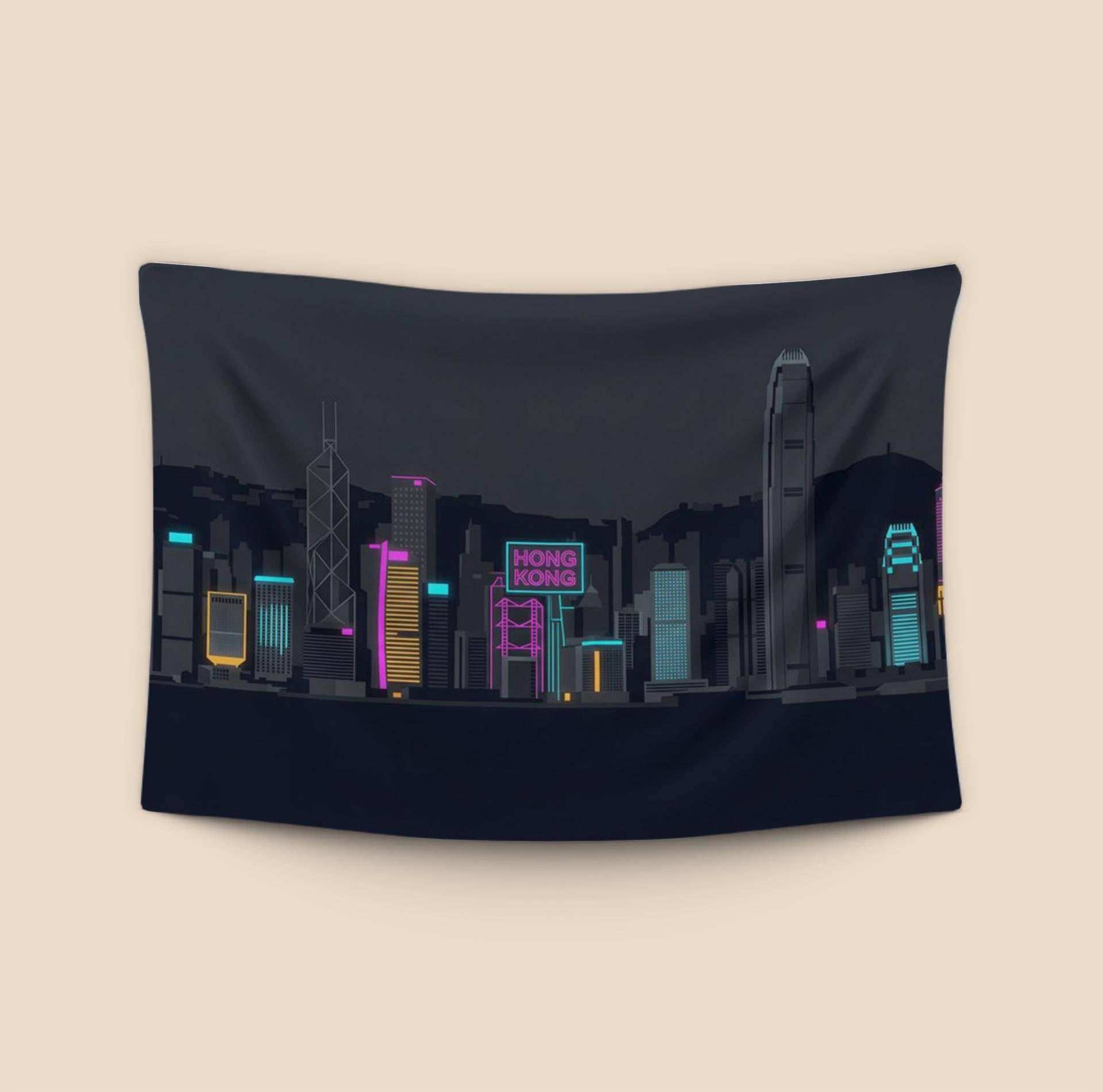 Hong Kong Horizon: Neon Minimalist Skyline