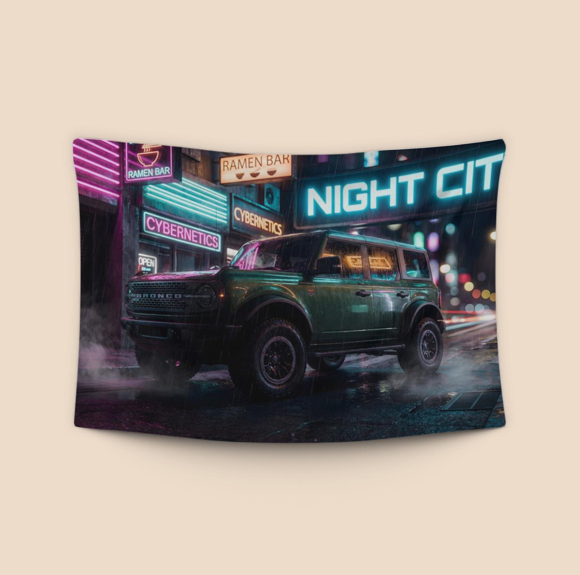 Neon Outlaw: Ford Bronco Cyberpunk Night