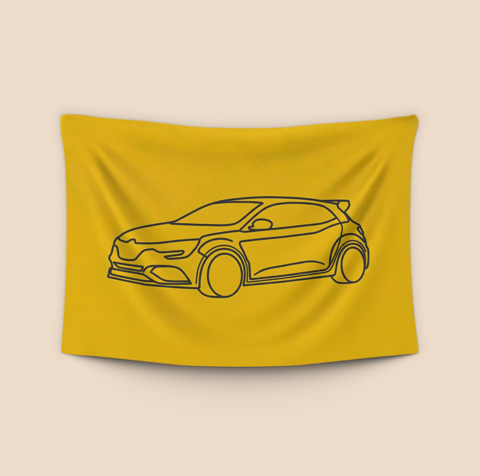 Renault Mégane R.S. Minimalist Line Art