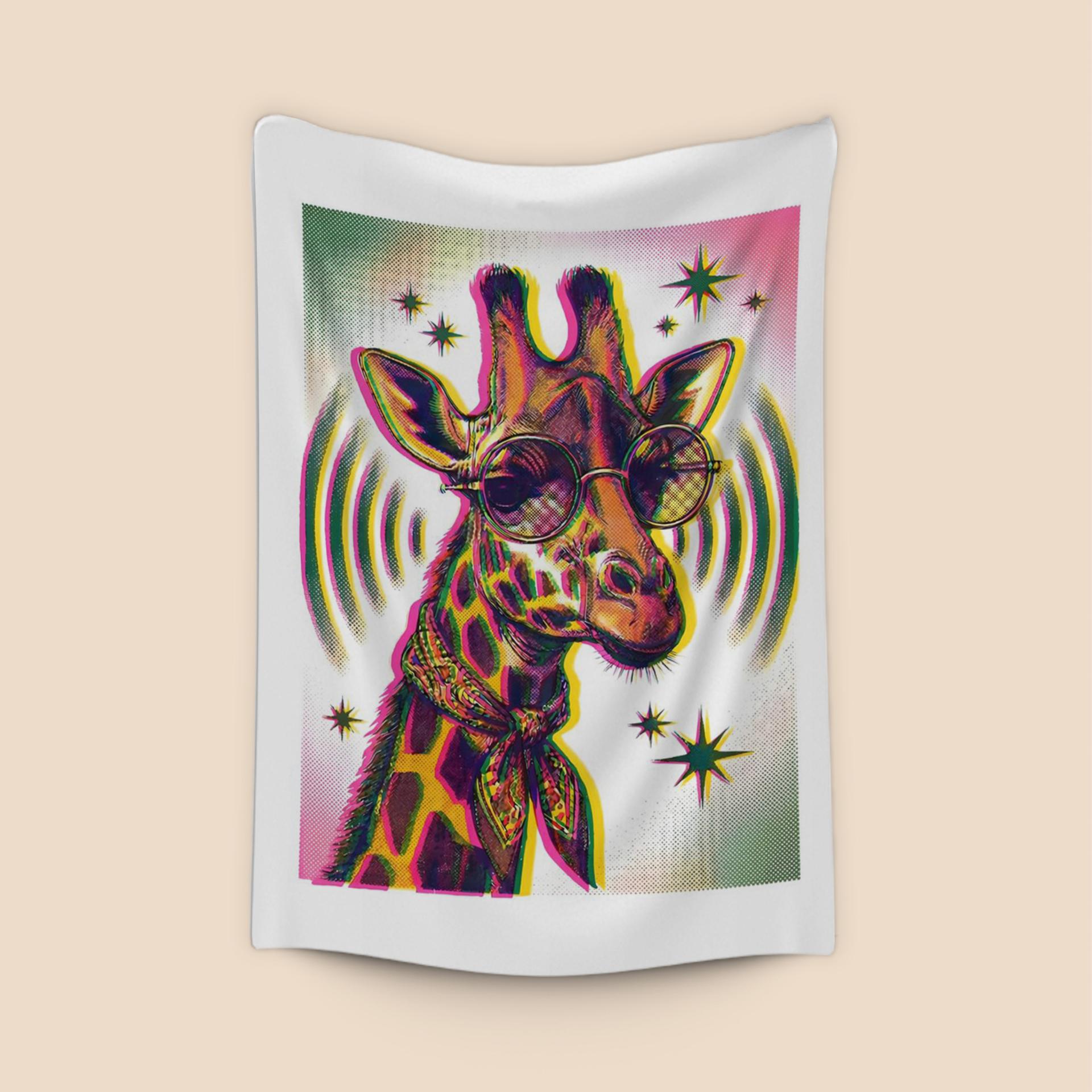 Groovy Neon Giraffe with Sunglasses