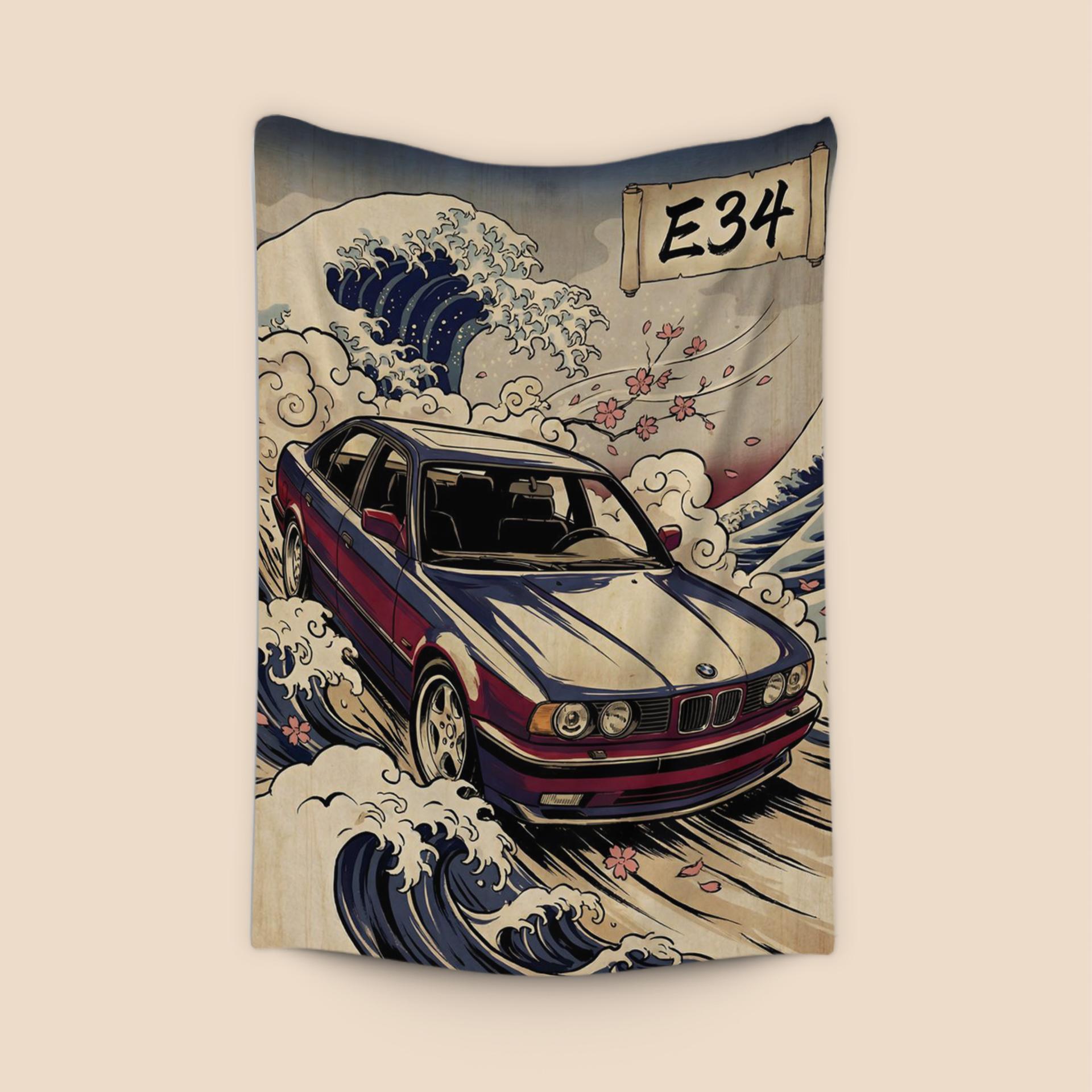 The Great Wave of E34: Japanese Art BMW Tribute