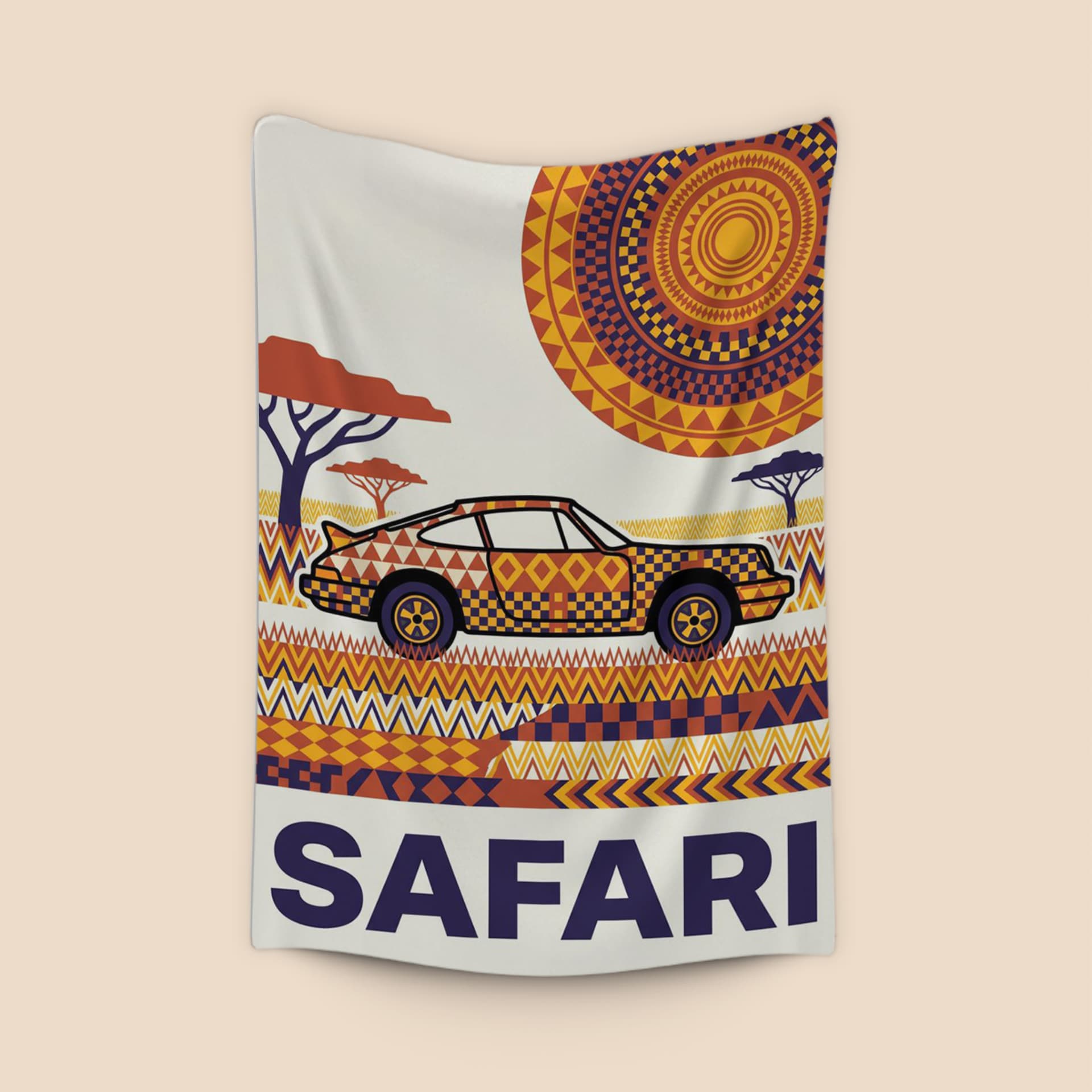 Porsche 911 Safari Savanna Pattern Poster