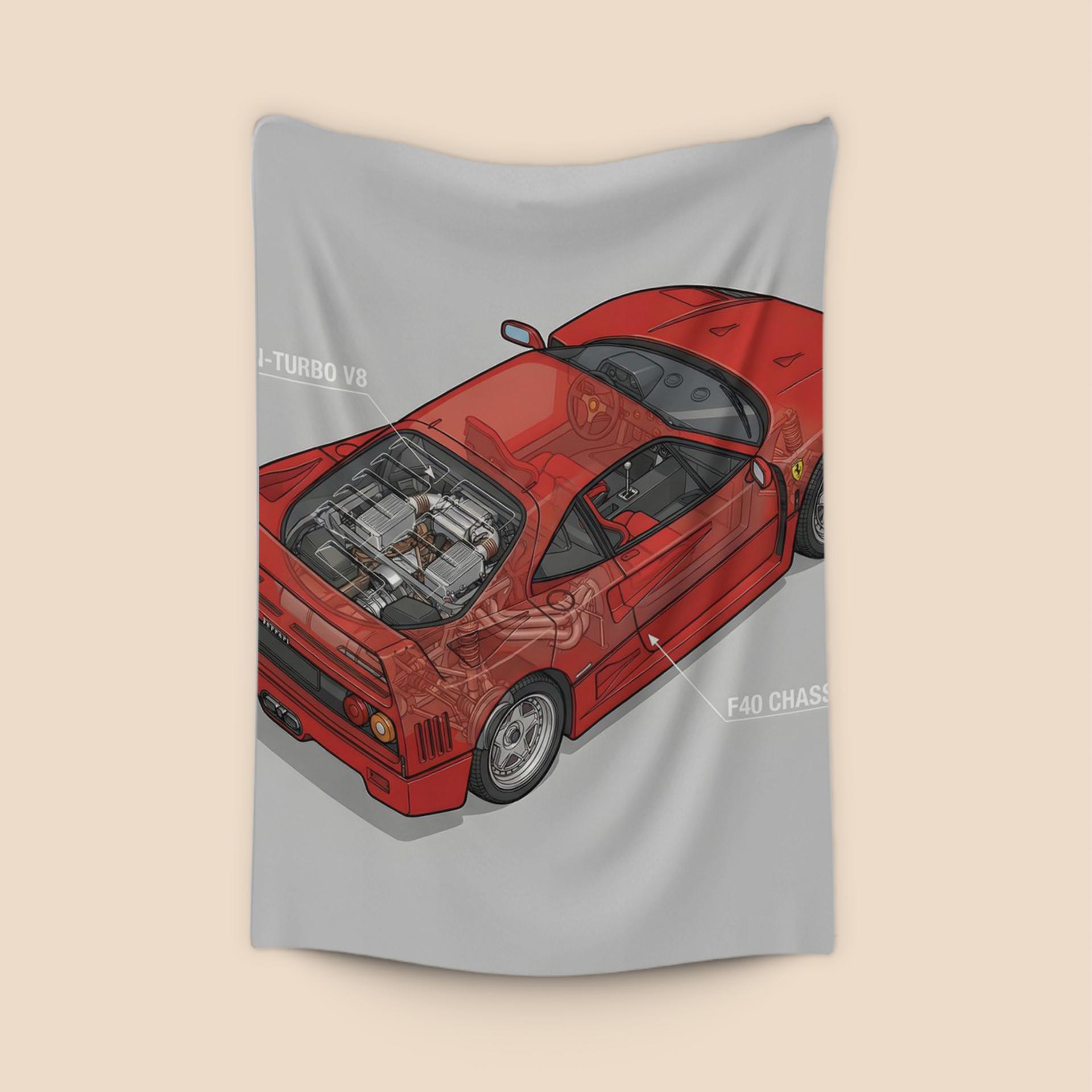 Ferrari F40 Technical Cutaway Illustration