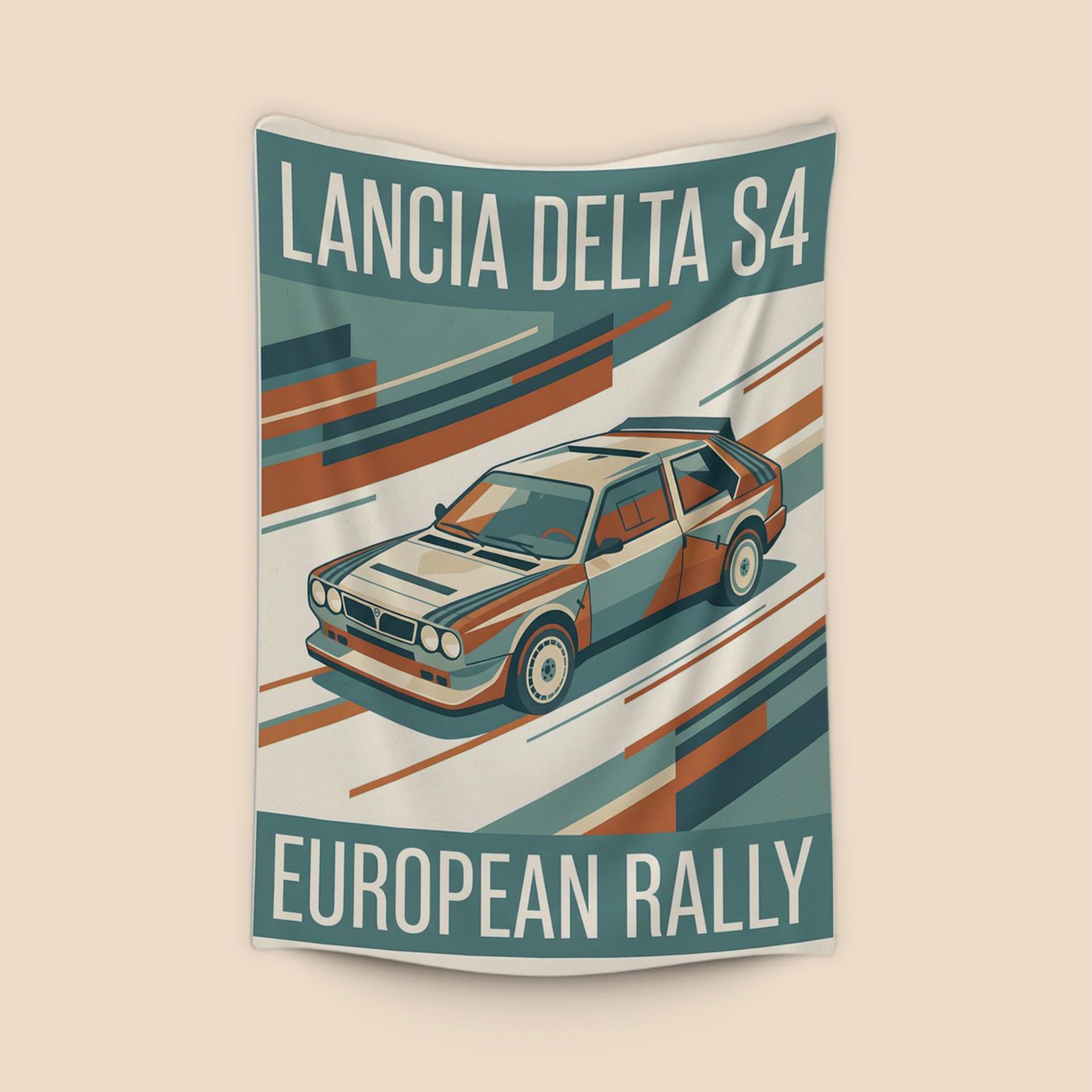 European Rally Legend: Lancia Delta S4 Retro Poster