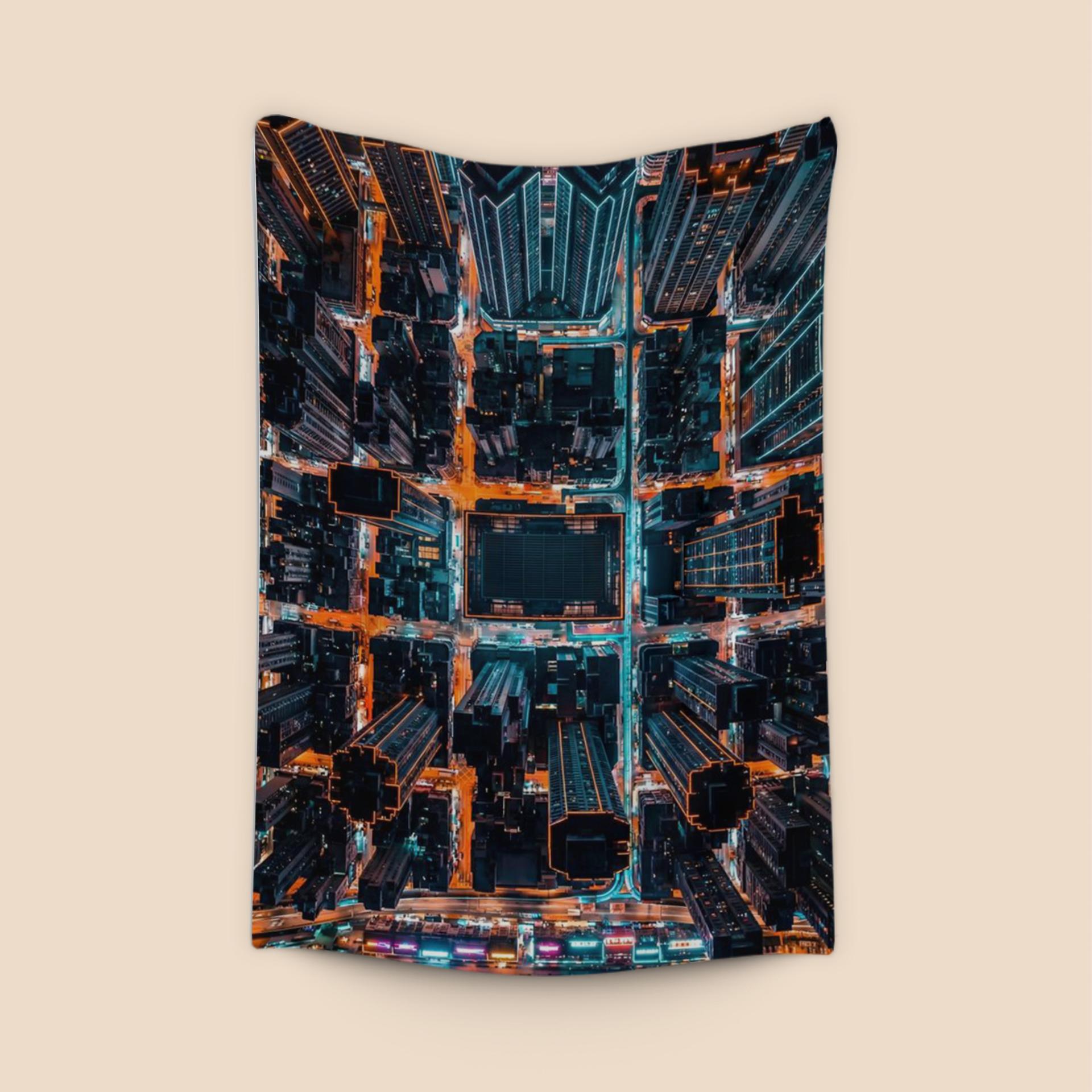 Cyber Grid: Hong Kong Aerial Night