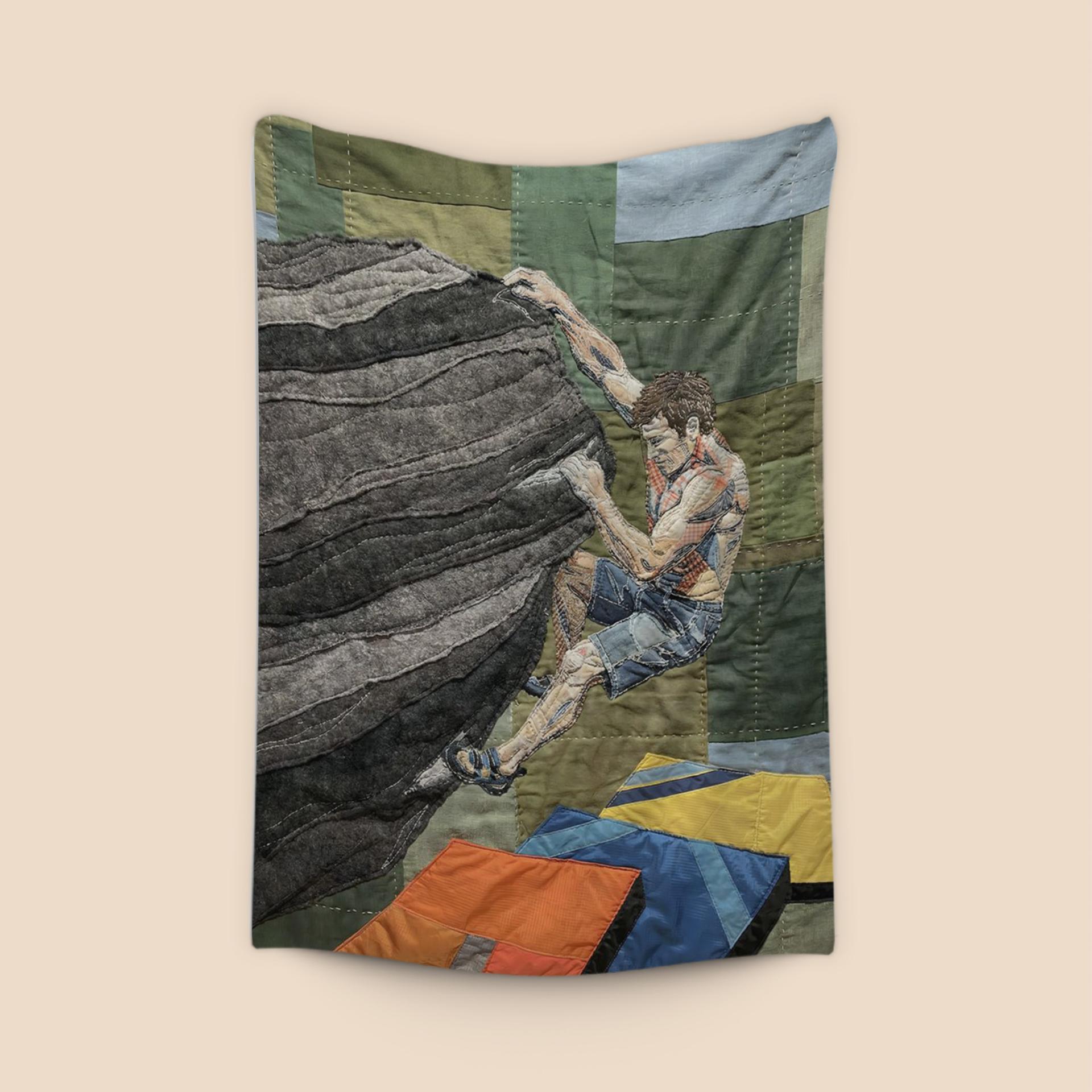 Fabric of Focus: Hand-Stitched Bouldering Collage