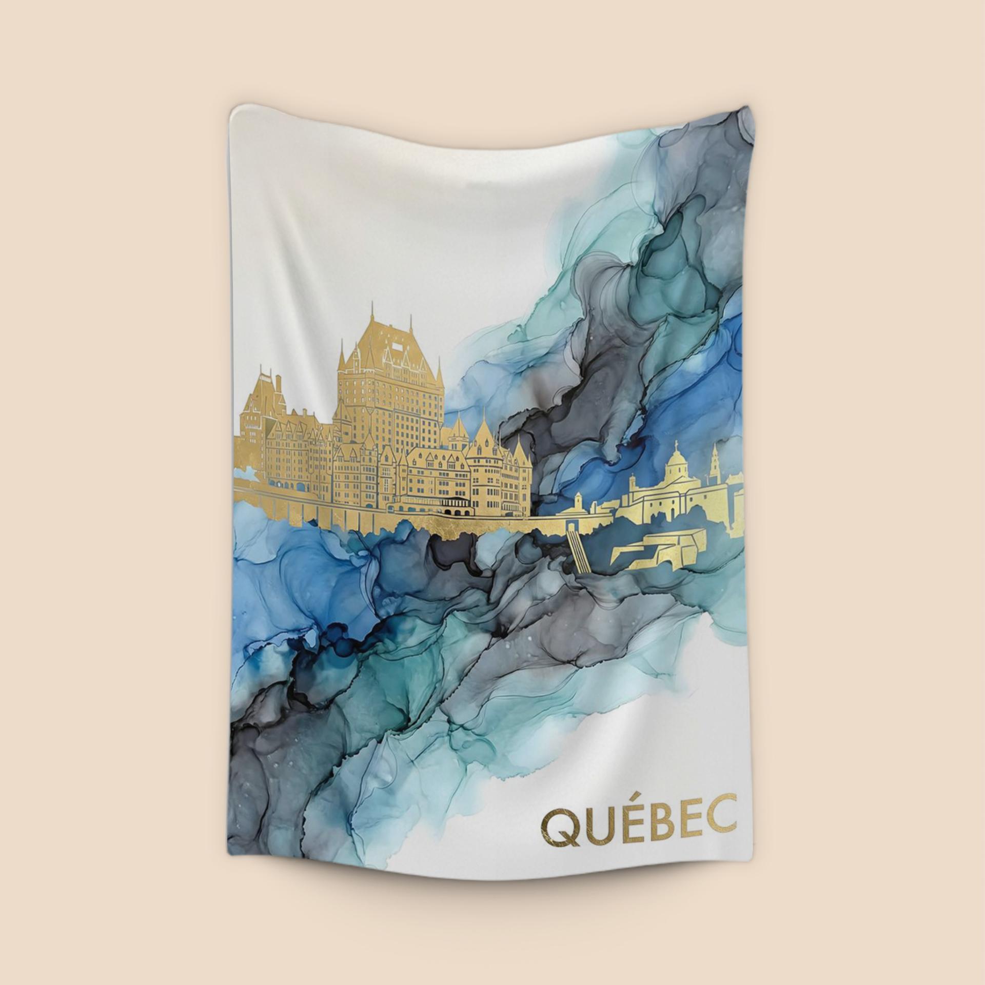 Golden Horizon: Quebec City Alcohol Ink Fusion