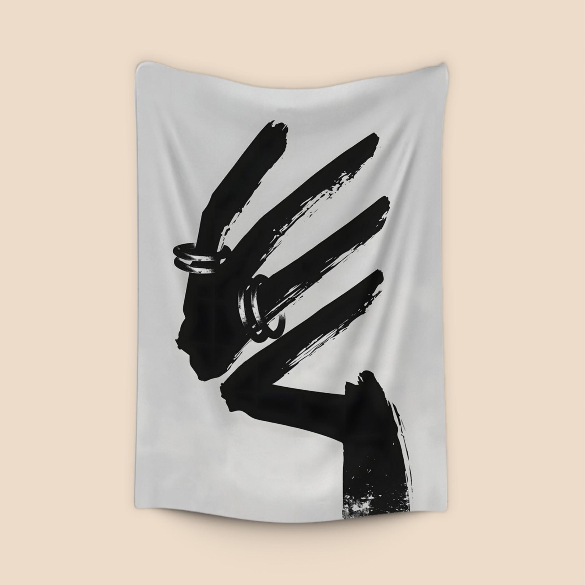 Abstract Ink Hand with Rings