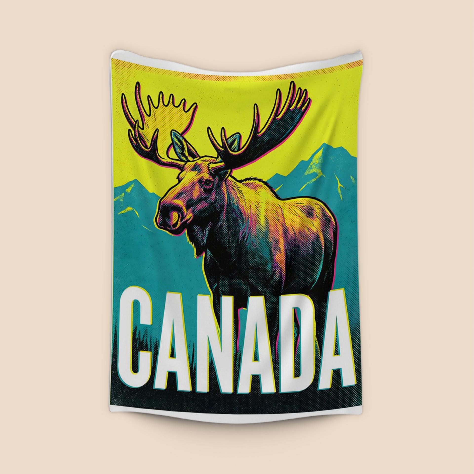 Vibrant Canada Moose Pop Art Travel Poster
