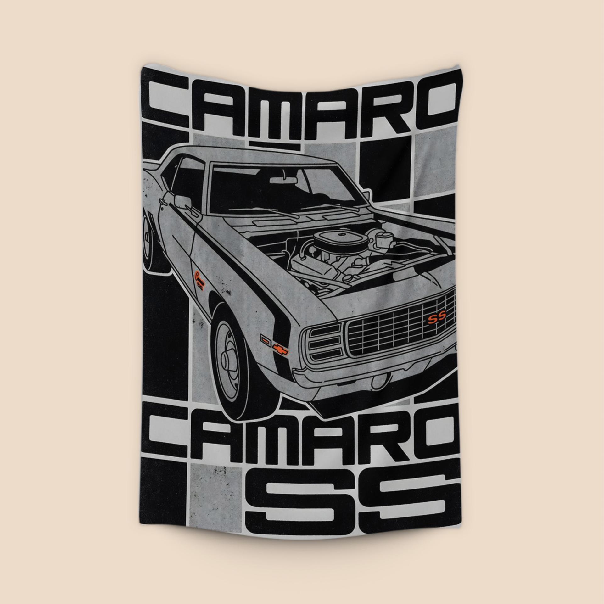 Camaro SS V8 Engine Checkered Poster