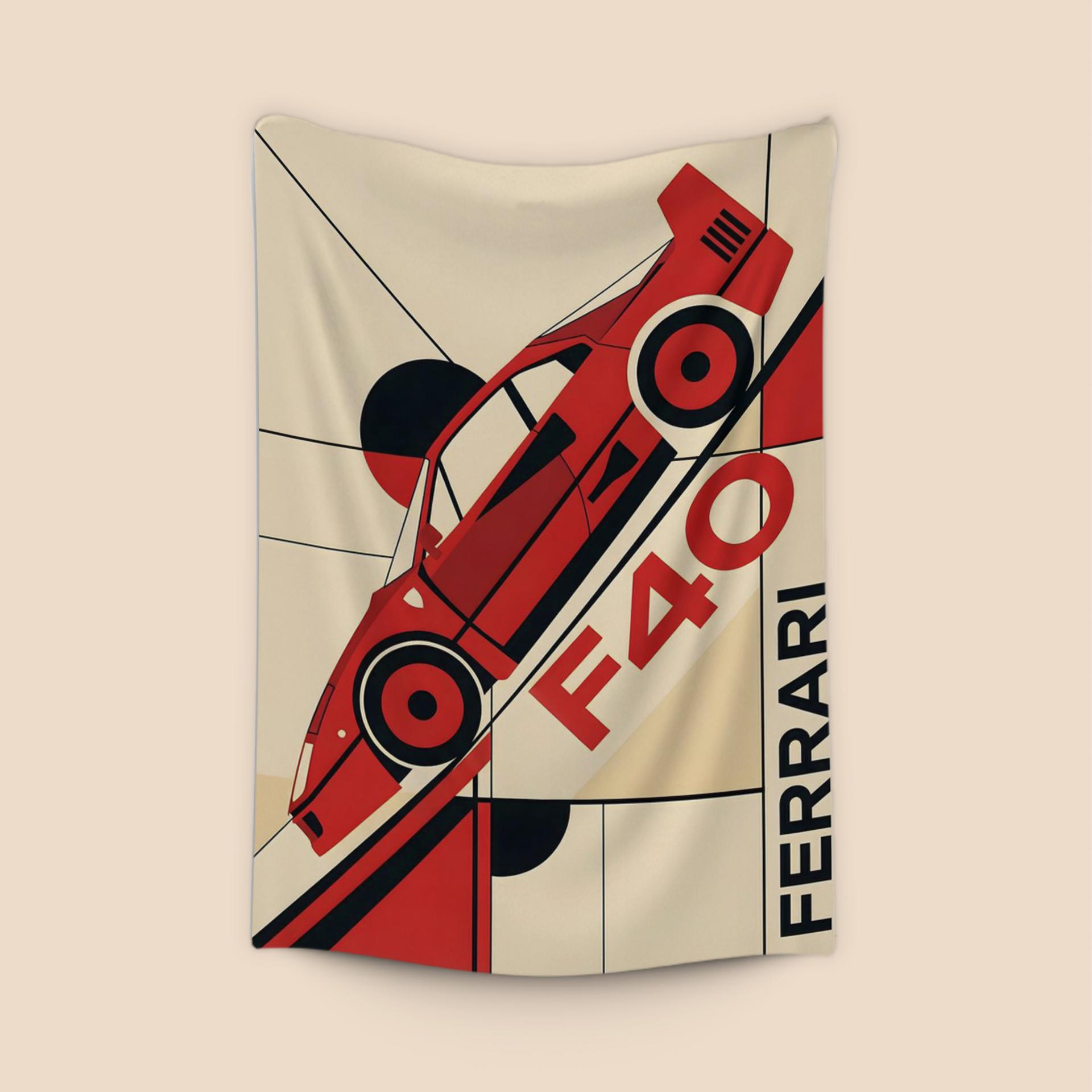 Ferrari F40 Geometric Bauhaus Style Graphic