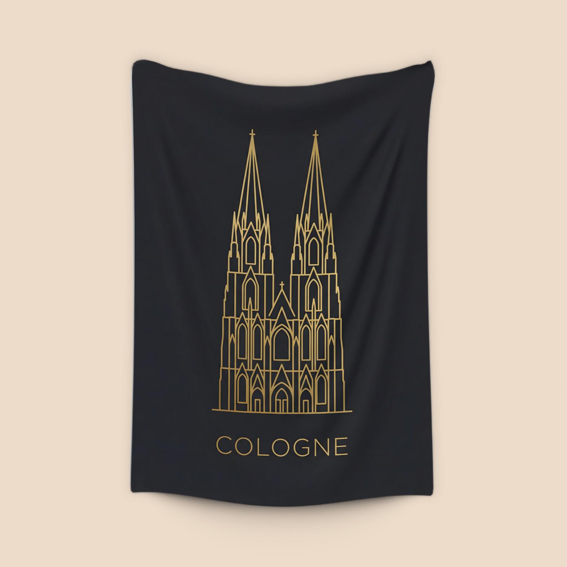 Cologne Cathedral Golden Line Art