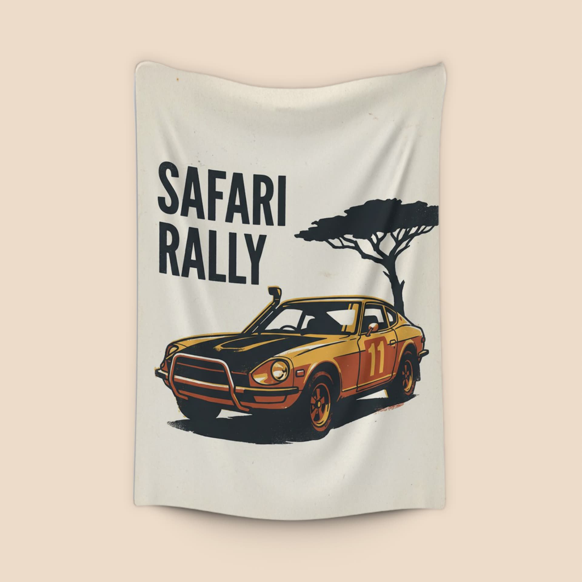 Datsun 240Z Safari Rally Minimalist Illustration