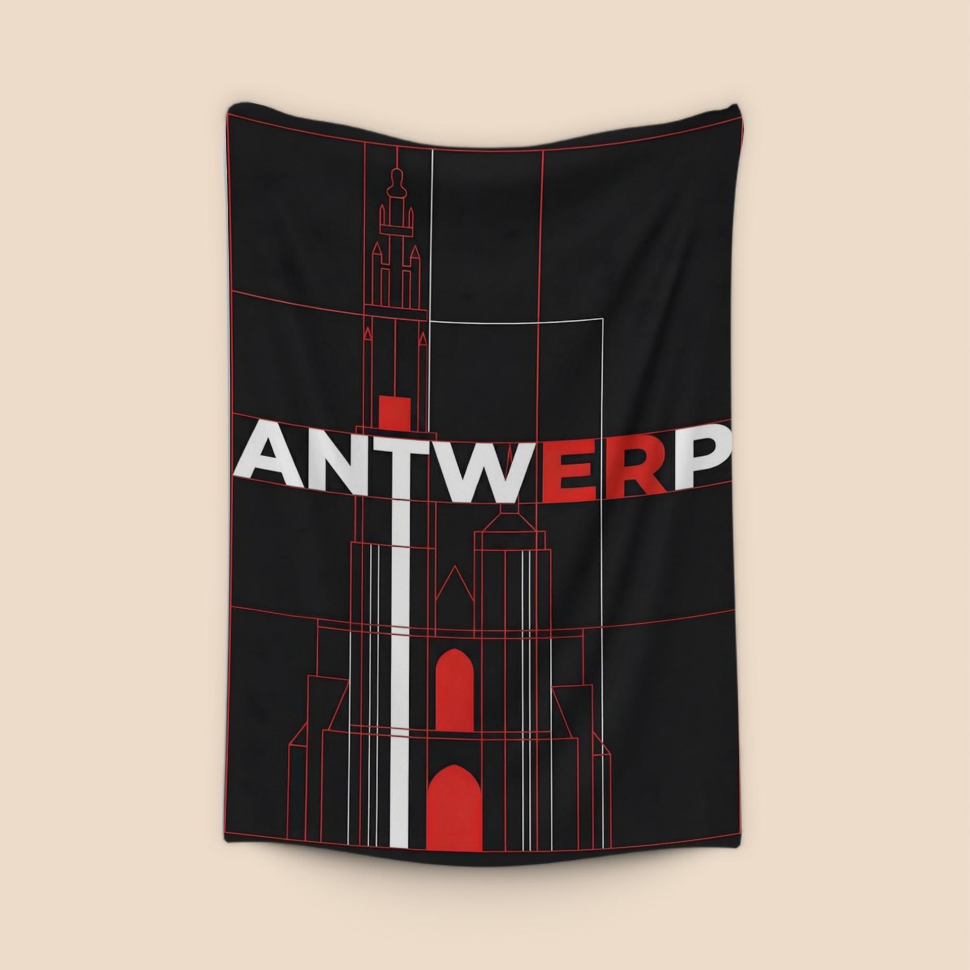 Antwerp Cathedral Geometric Line Art