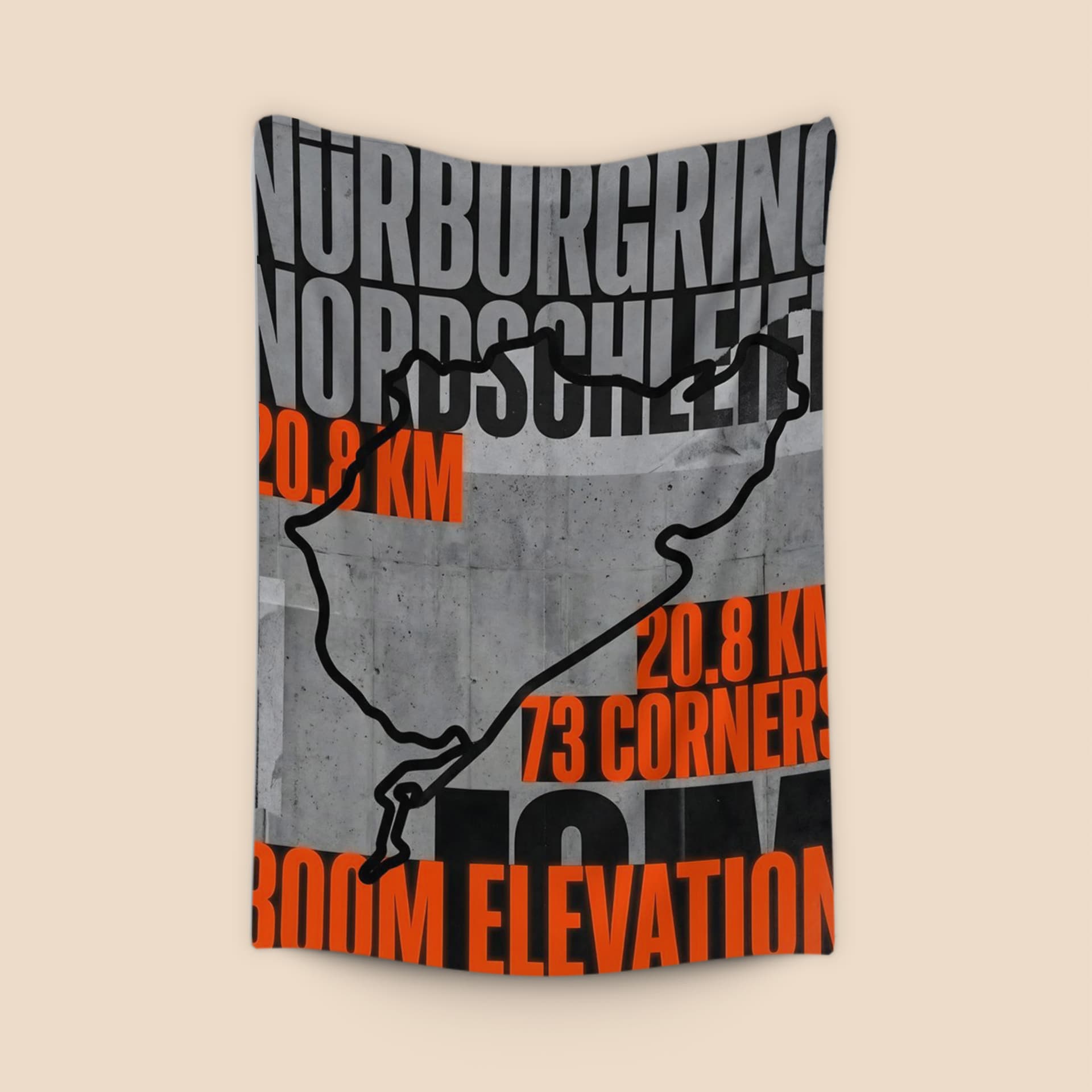 Nürburgring Nordschleife Industrial Typography Track Map