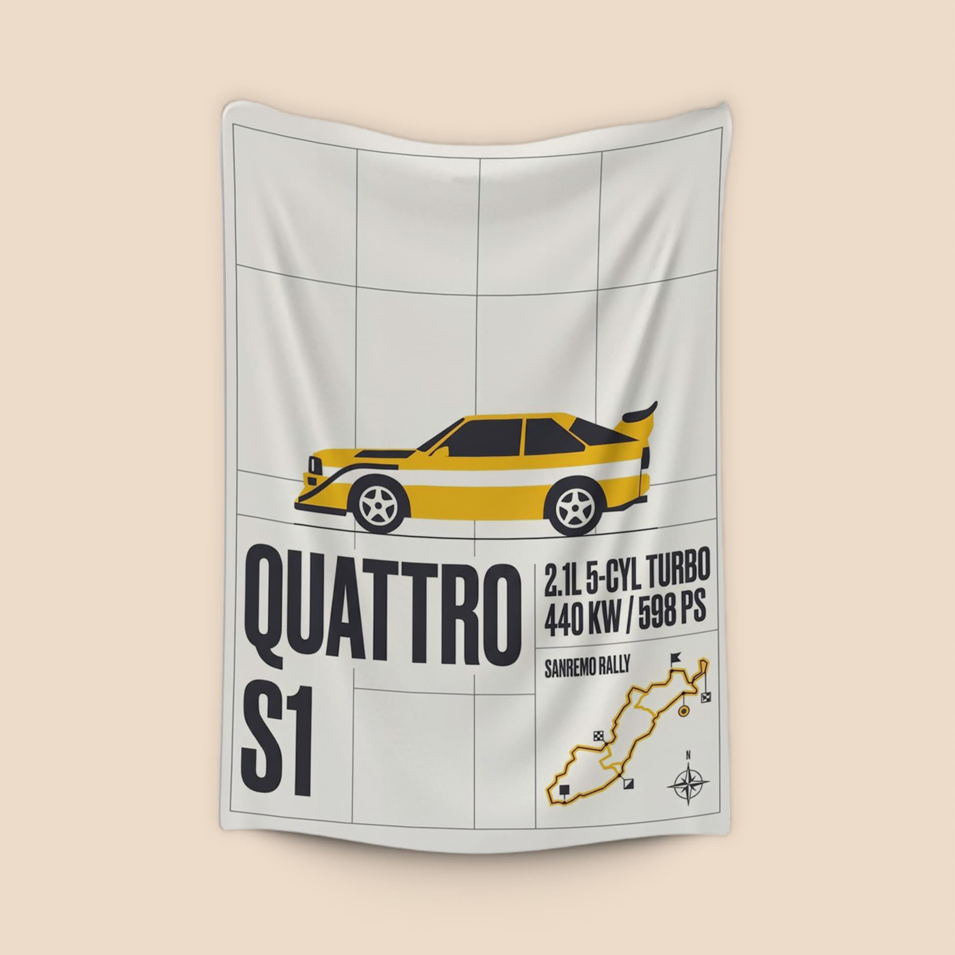 Audi Sport Quattro S1 Sanremo Rally Technical Poster