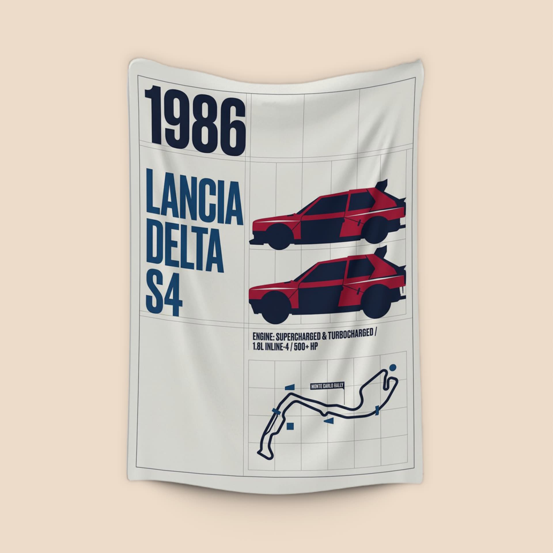 1986 Lancia Delta S4 Monte Carlo Rally Technical Poster