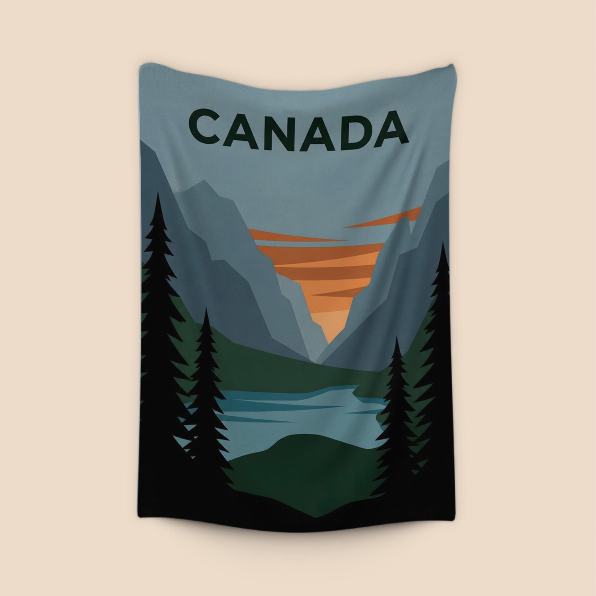 Canadian Mountain Sunset Travel Poster