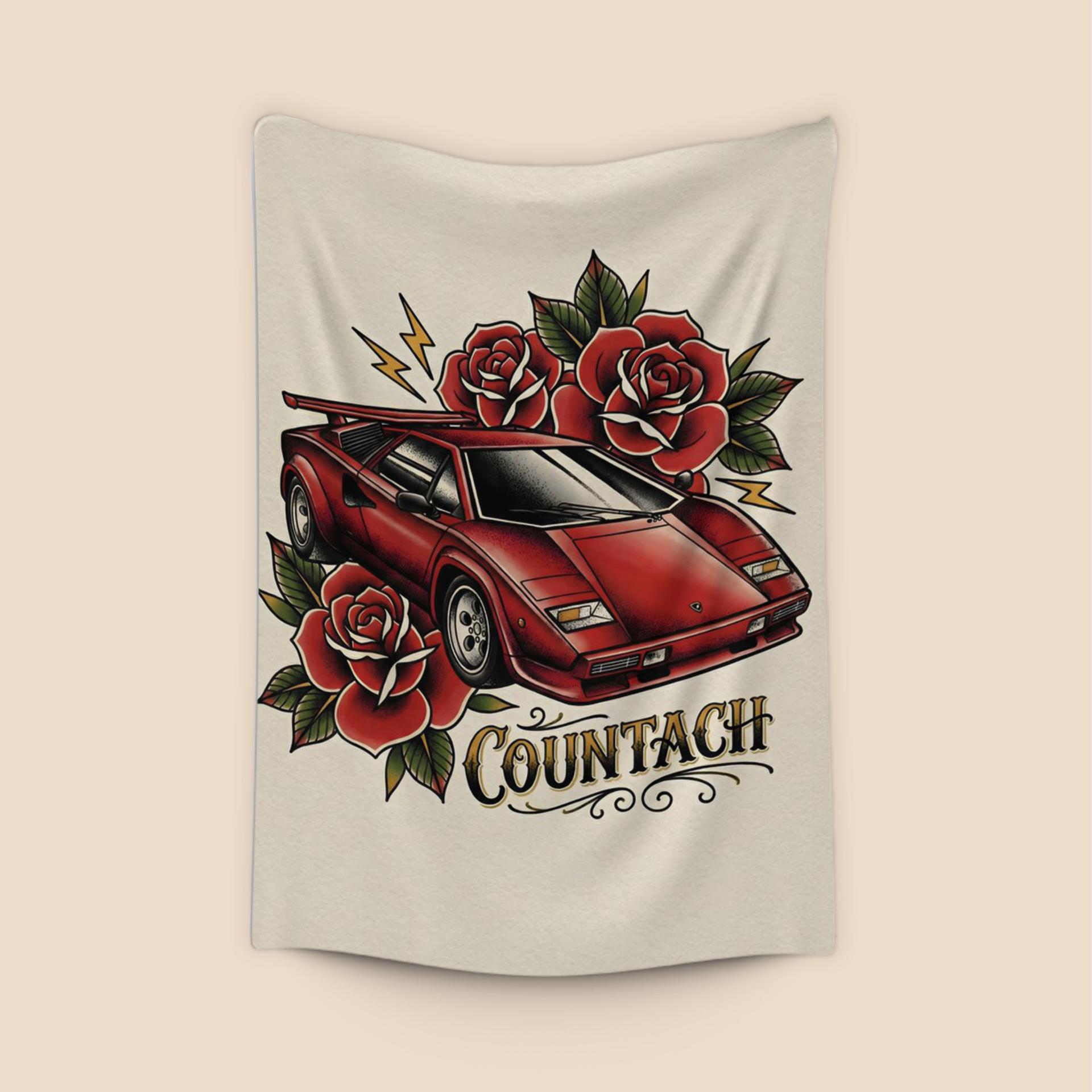 Lamborghini Countach Traditional Tattoo Graphic