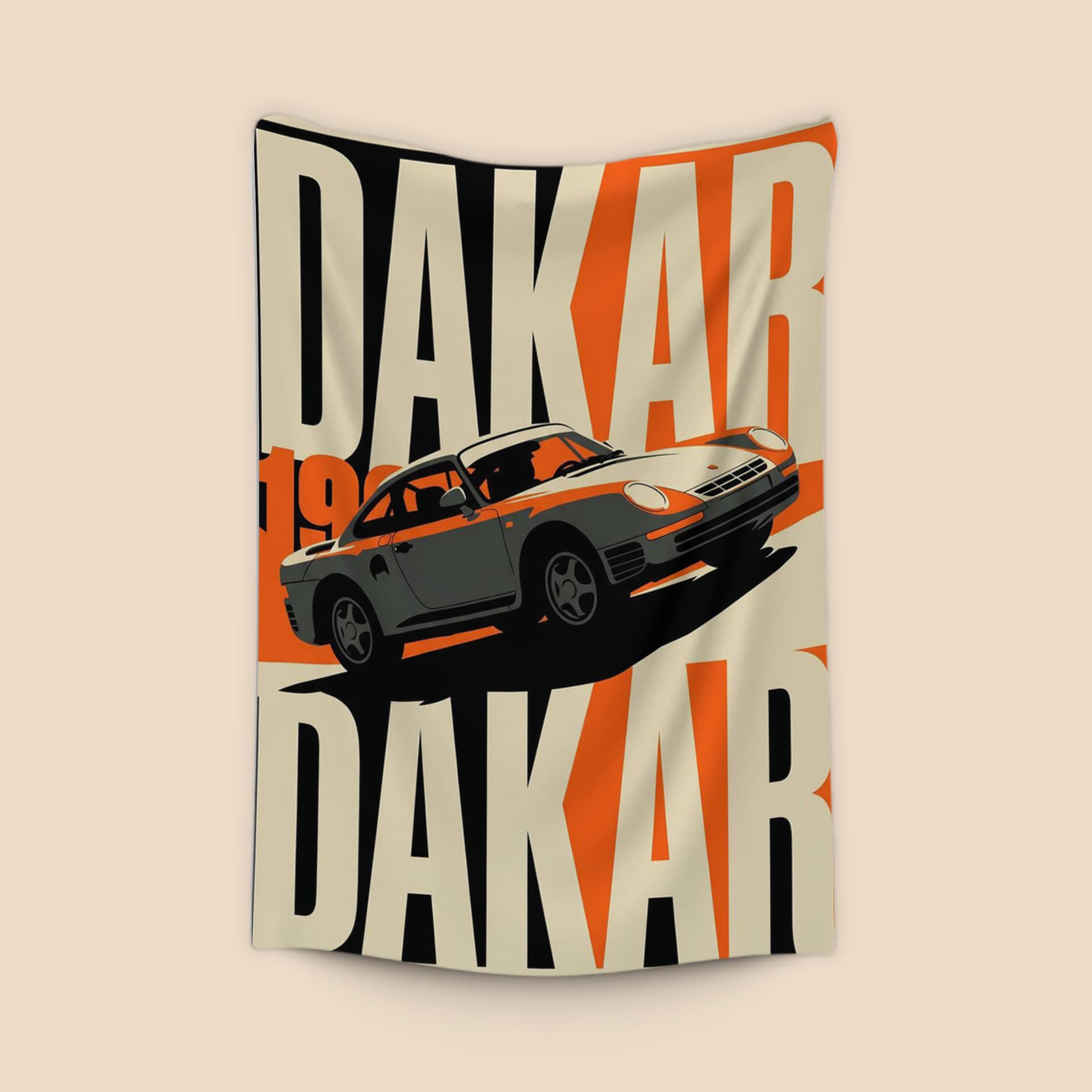 1986 Dakar Porsche 959 Typographic Poster