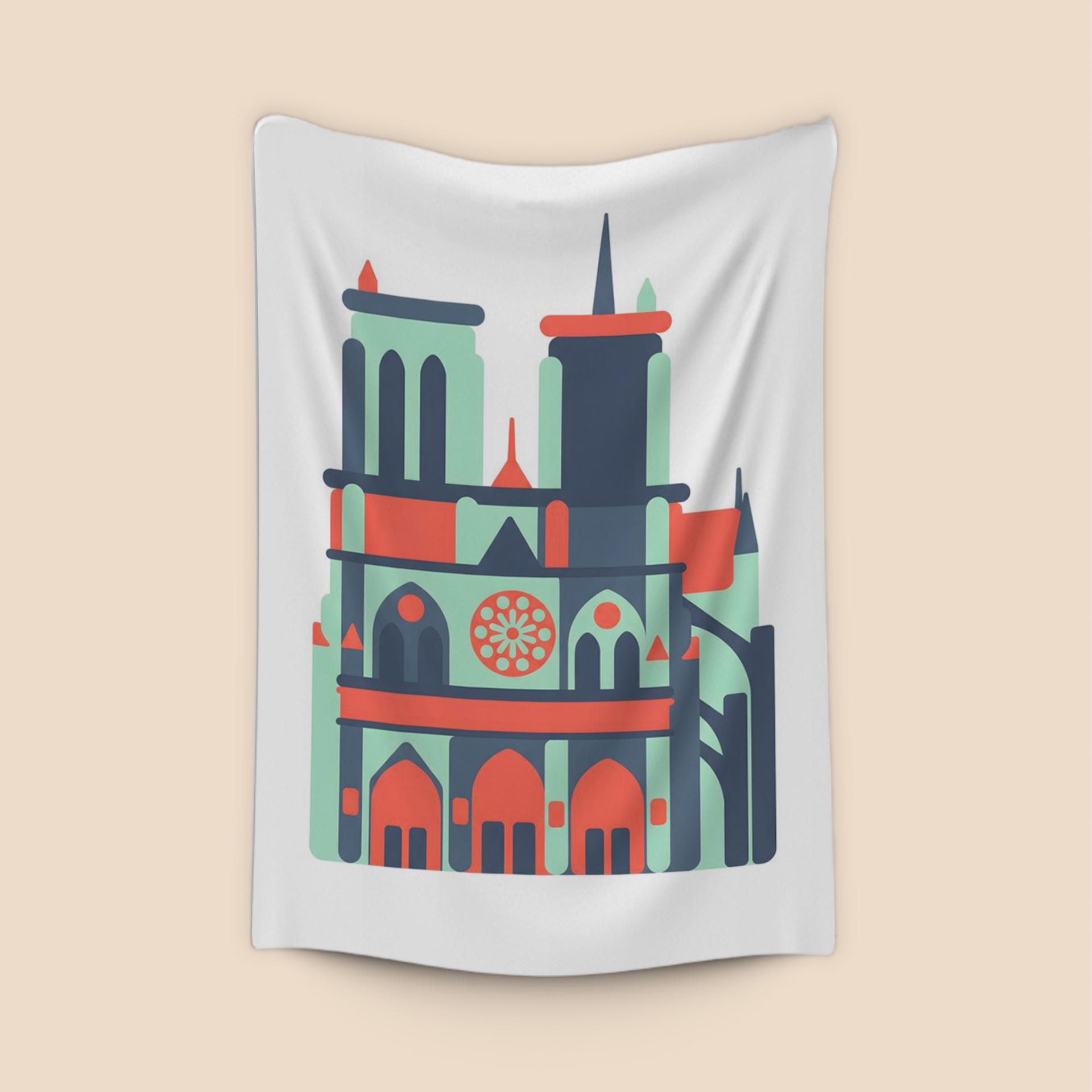 Notre-Dame Paris Flat Art Illustration