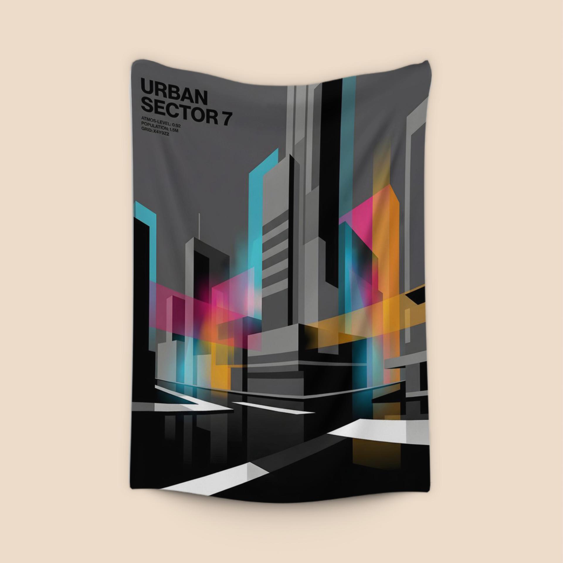 Urban Sector 7: Geometric Cyberpunk Cityscape