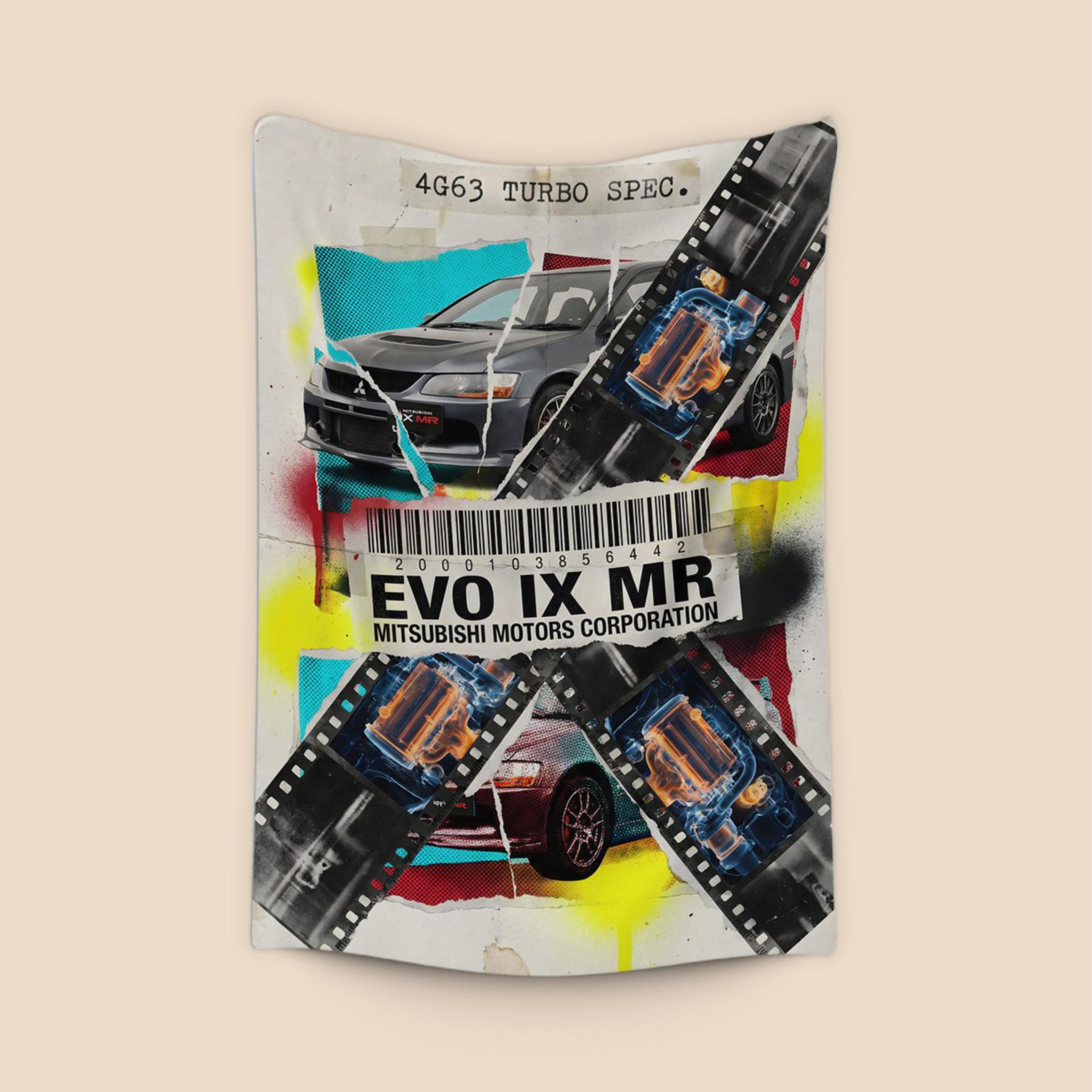 Evo IX MR: 4G63 Technical Mixed Media Collage