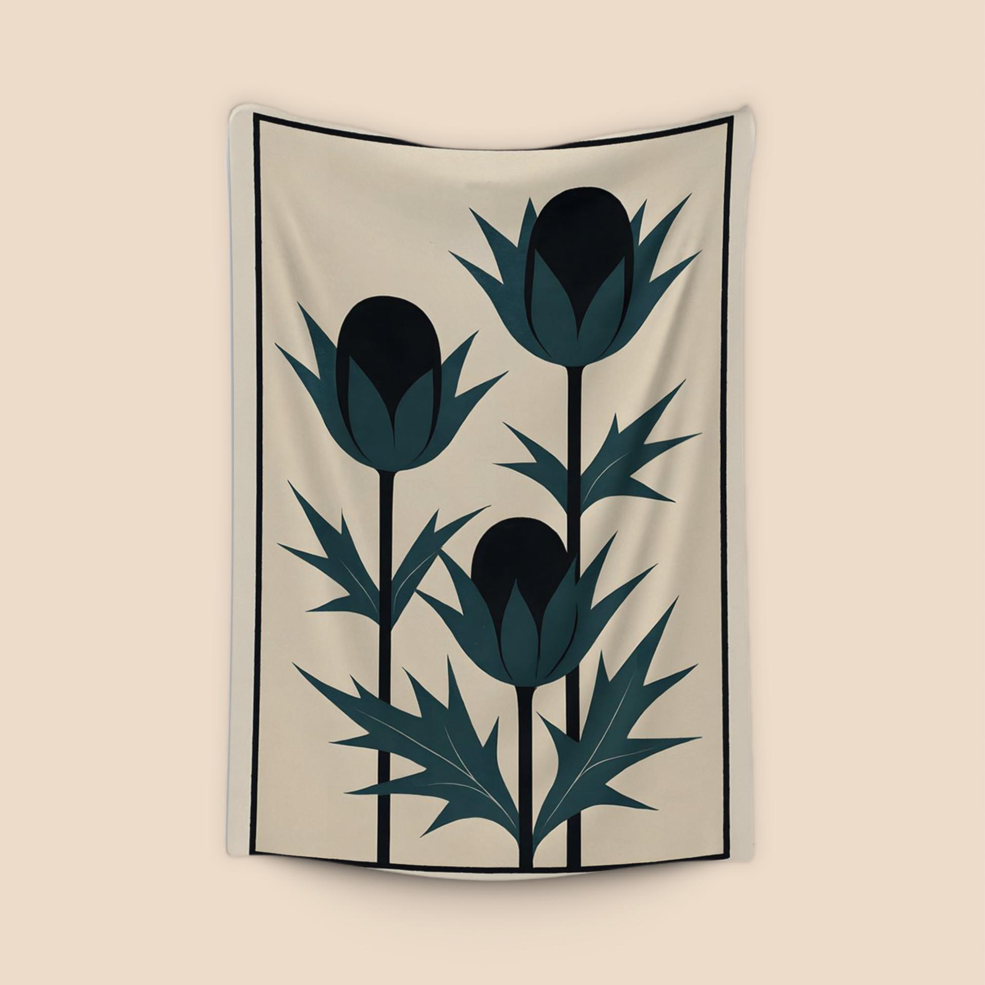 Stylized Teal Thistles