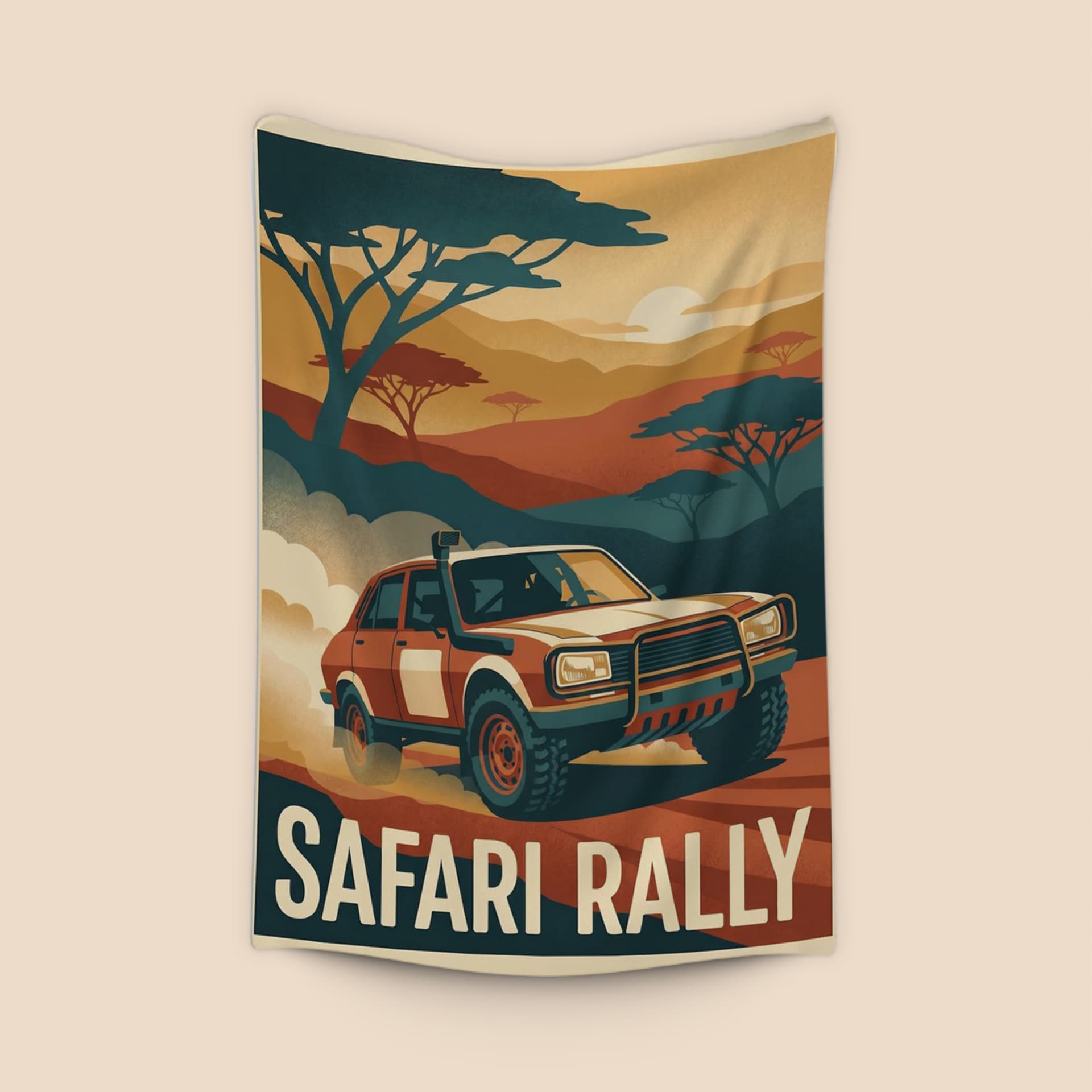 Safari Rally Renault 12 Adventure Poster