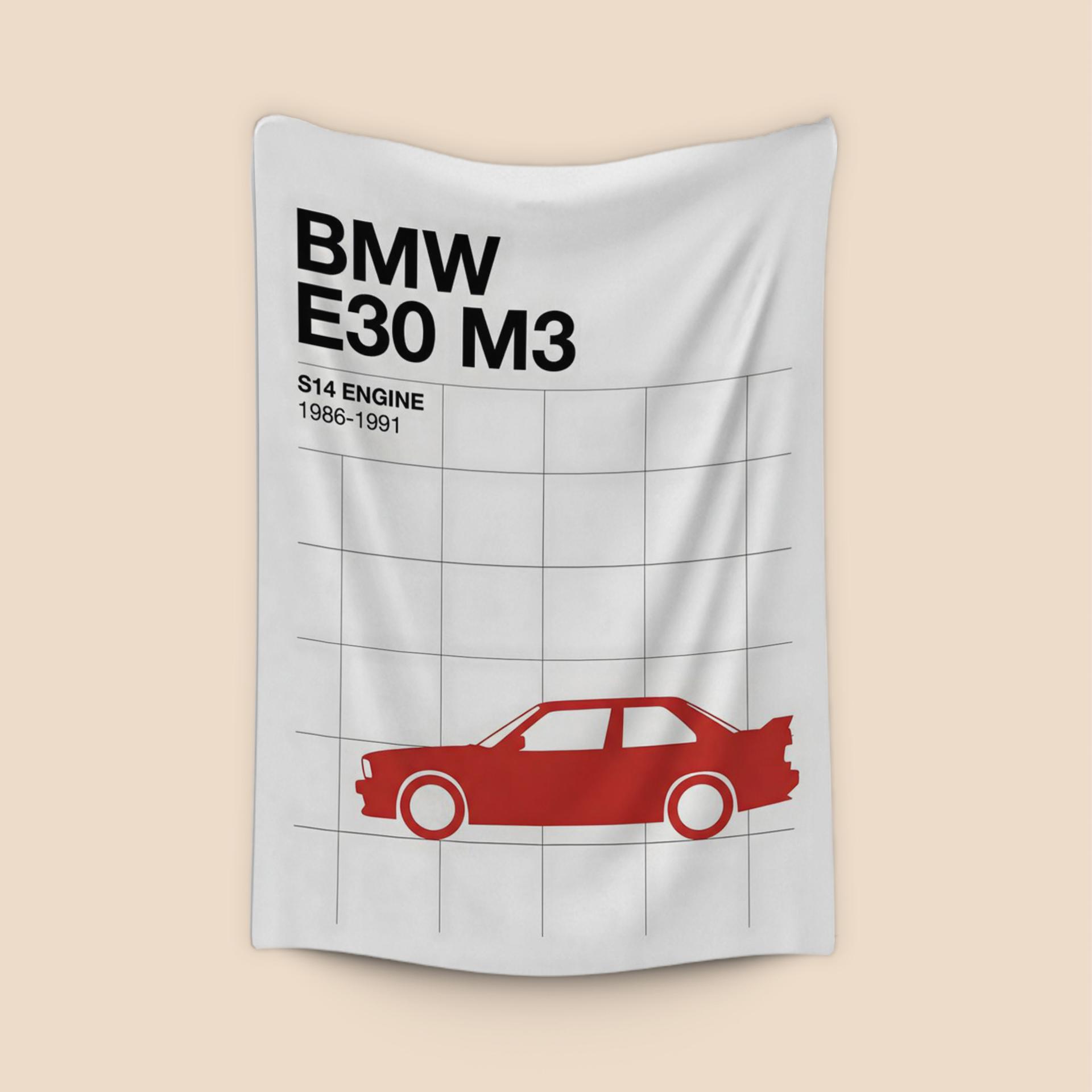 BMW E30 M3 S14 Red Profile Technical Art