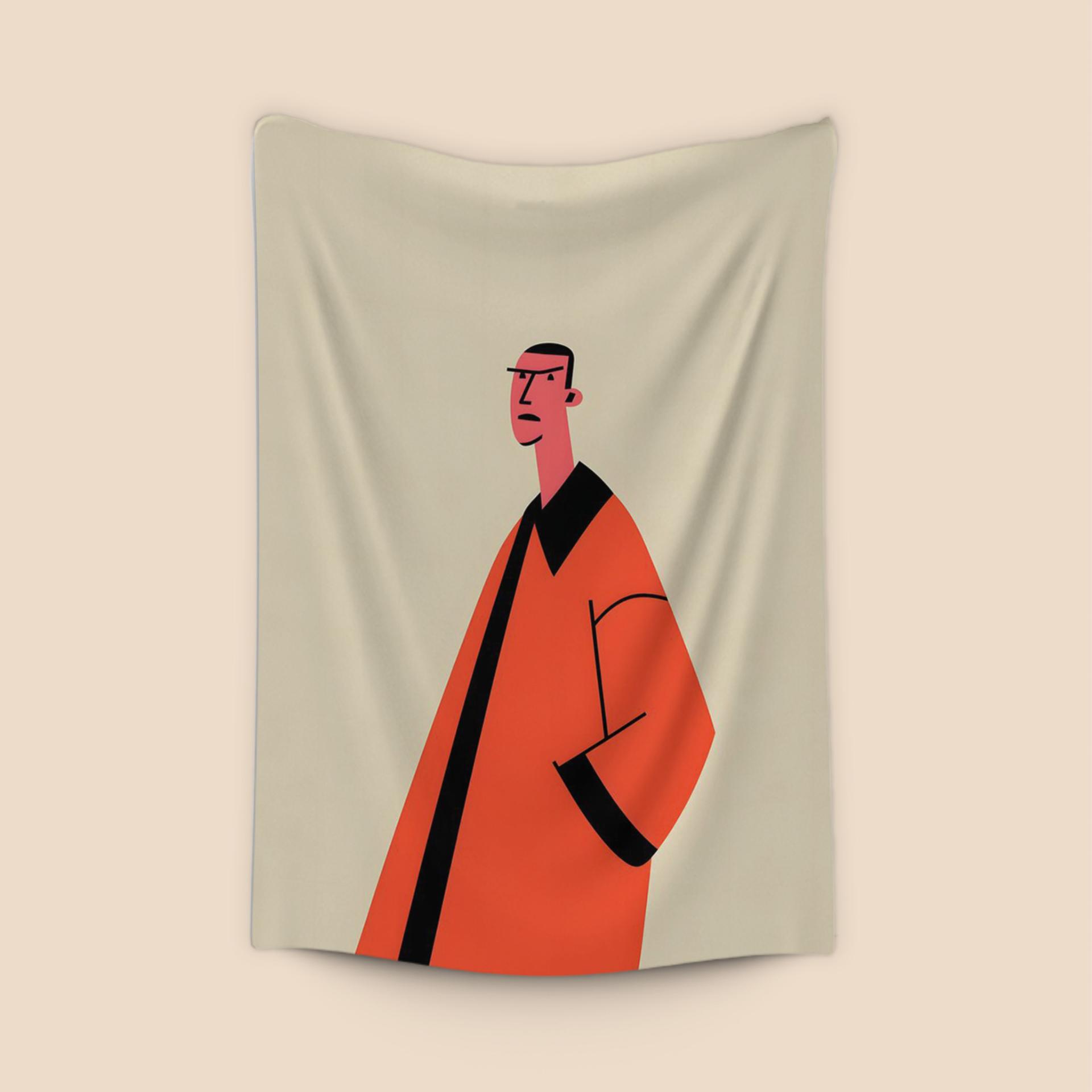 Stylized Man in Orange Coat