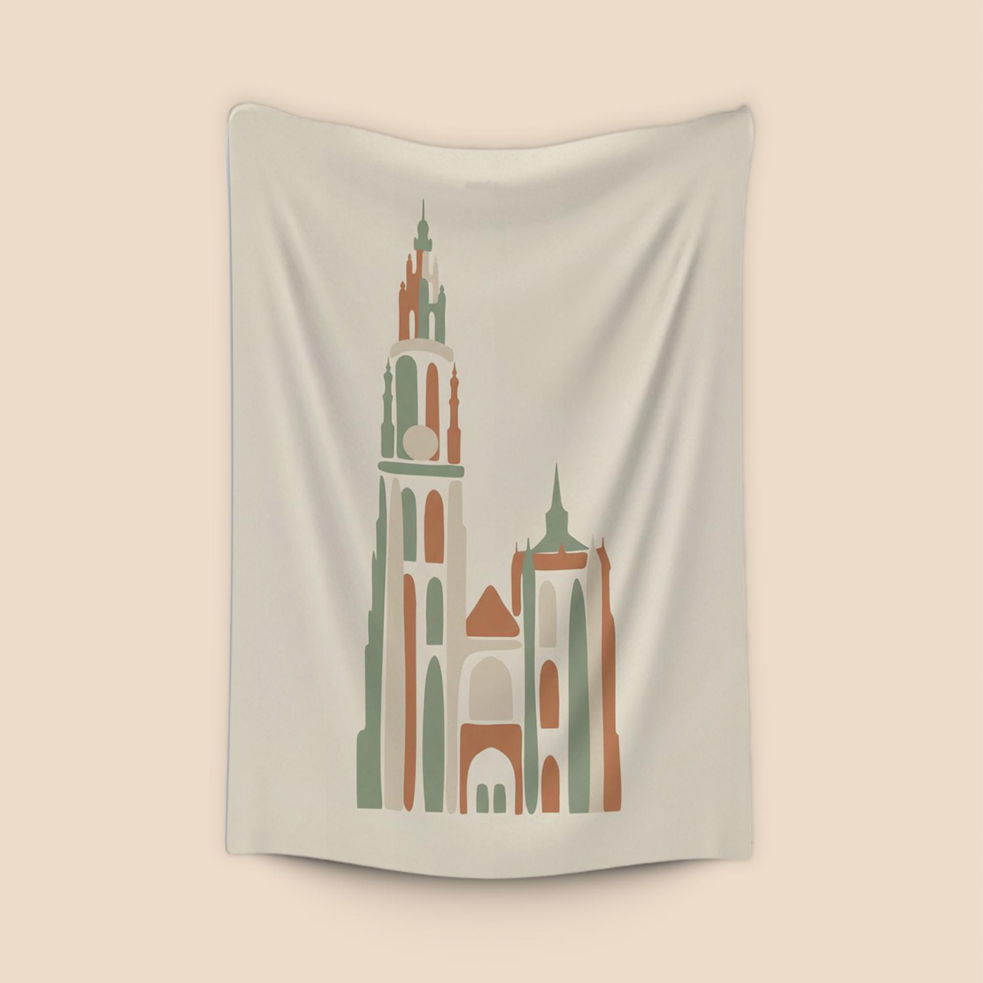 Antwerp Cathedral Earth Tones Minimalist