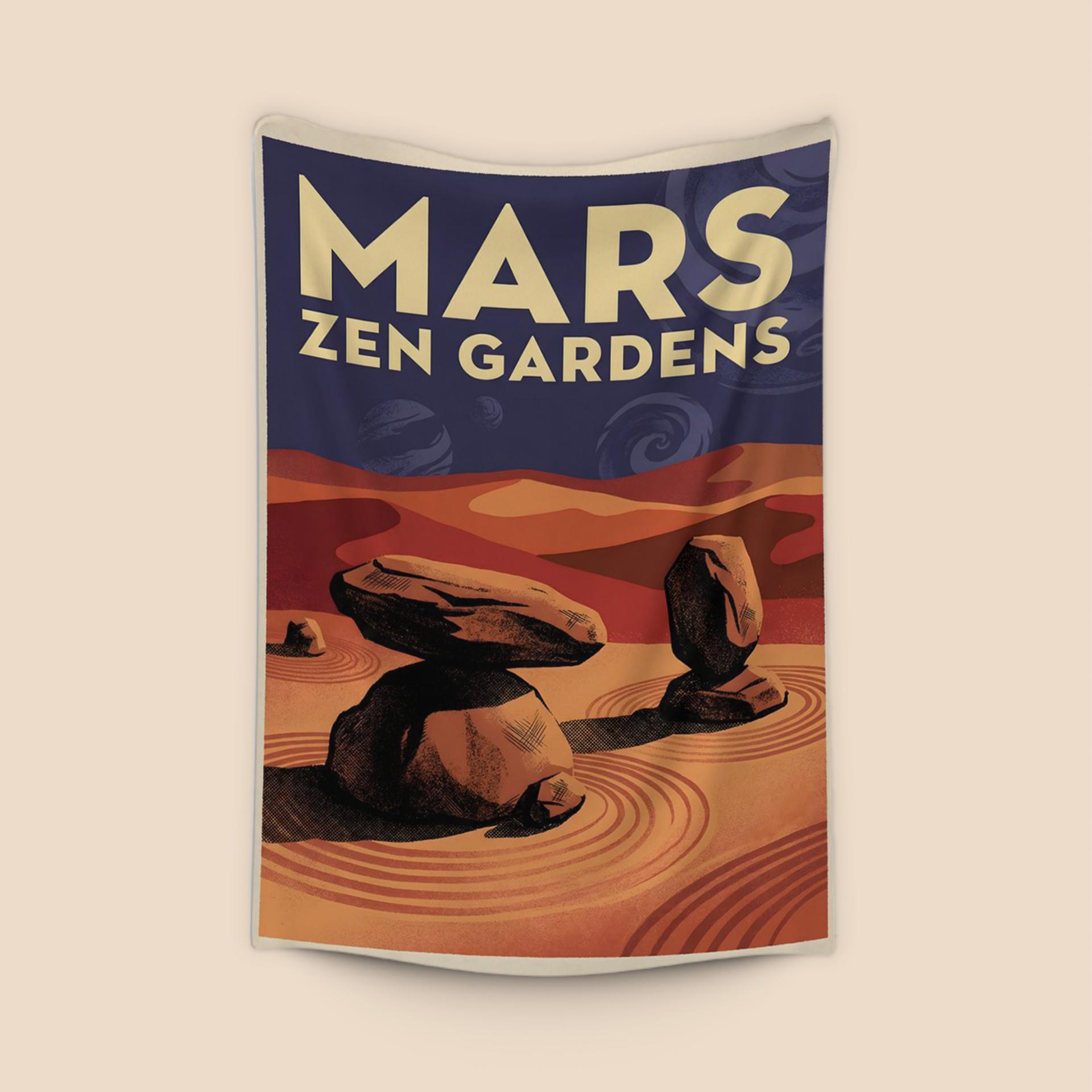 Mars Zen Gardens Retro Poster