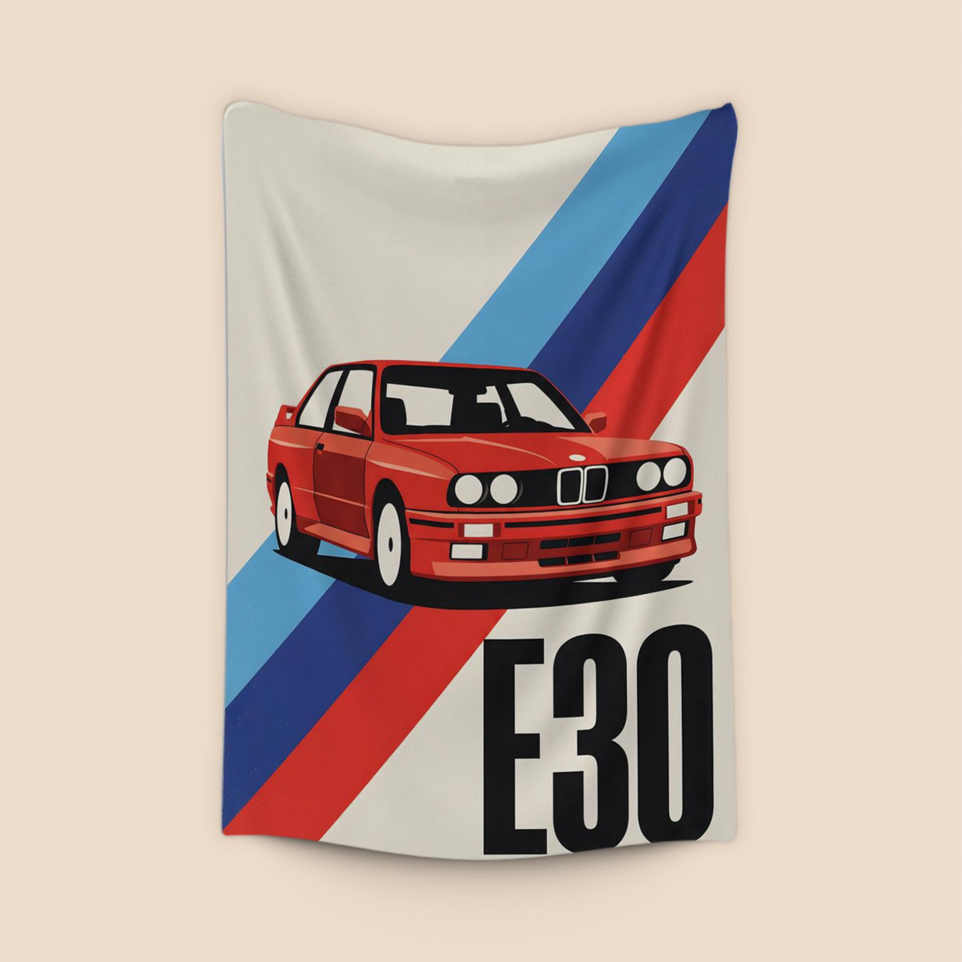 BMW E30 Red Vector Poster