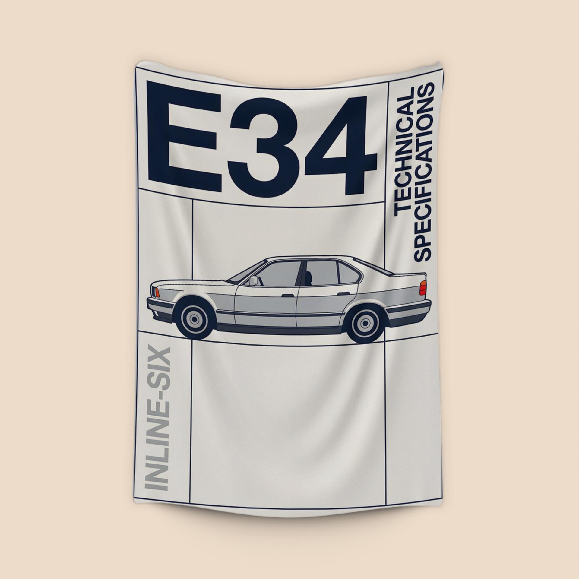 BMW E34 Technical Profile Illustration
