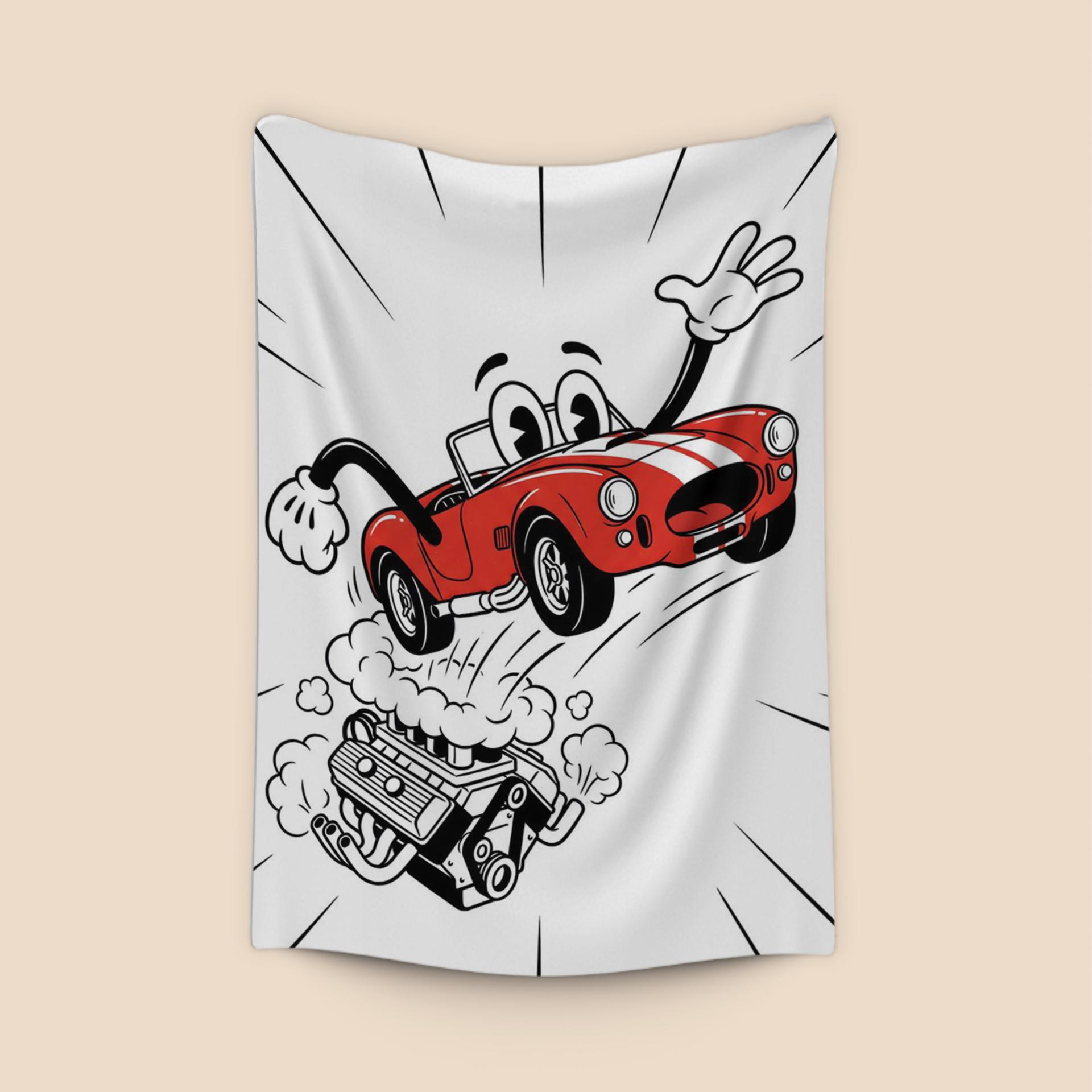 Whimsical Red Shelby Cobra Cartoon