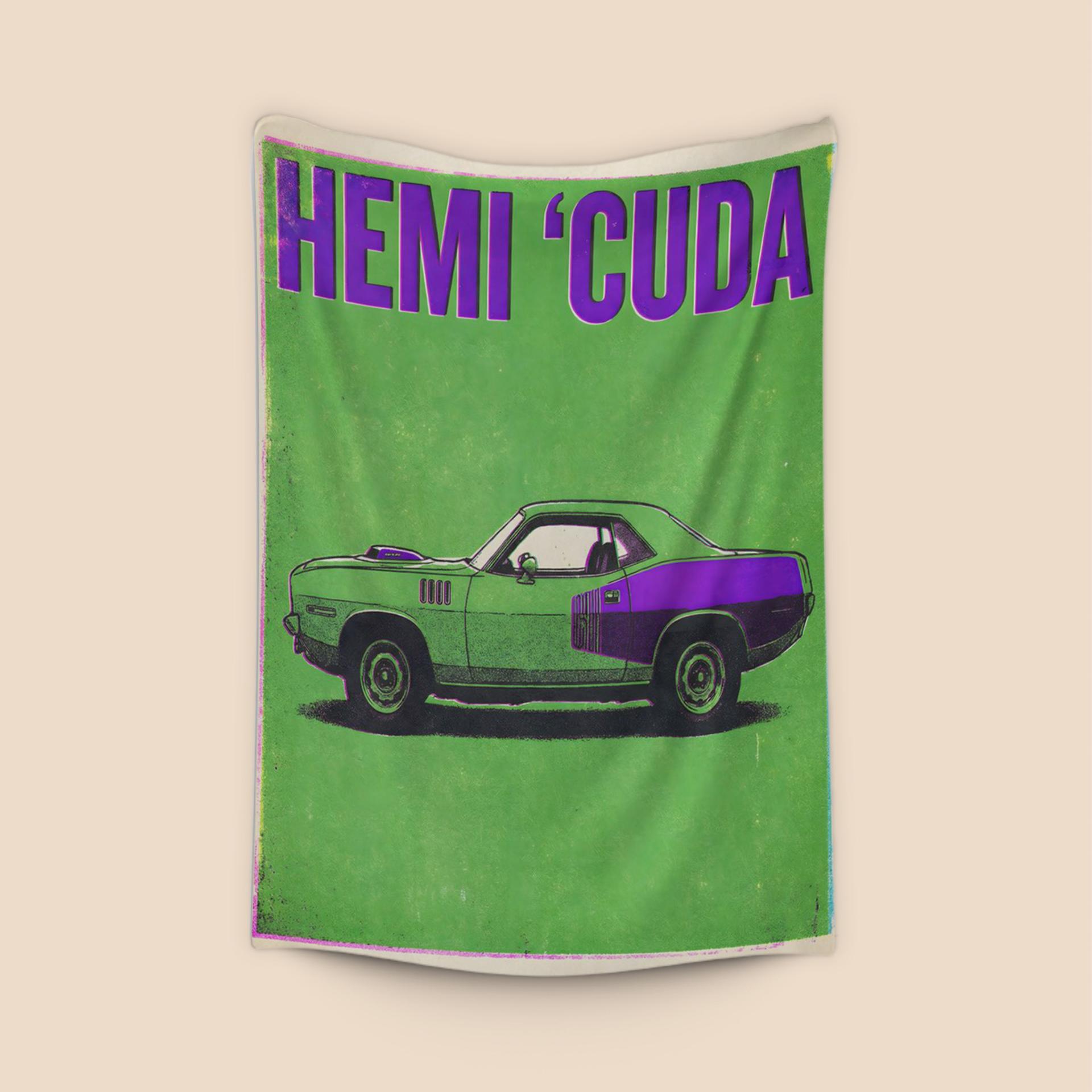 Hemi 'Cuda Retro Risograph Illustration