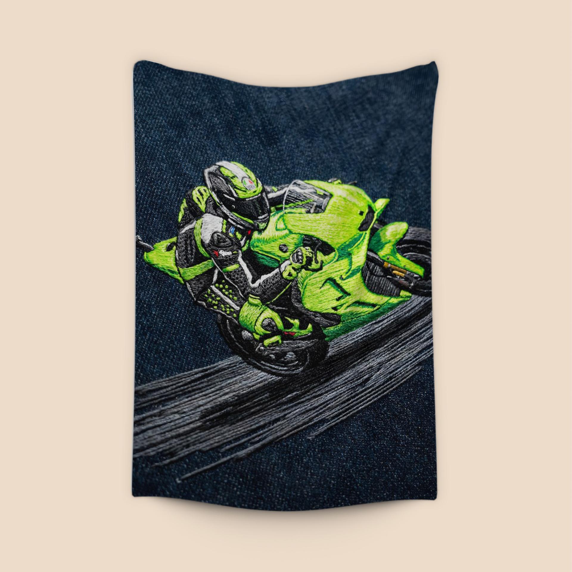 Neon Velocity: Hand-Stitched Sportbike Action
